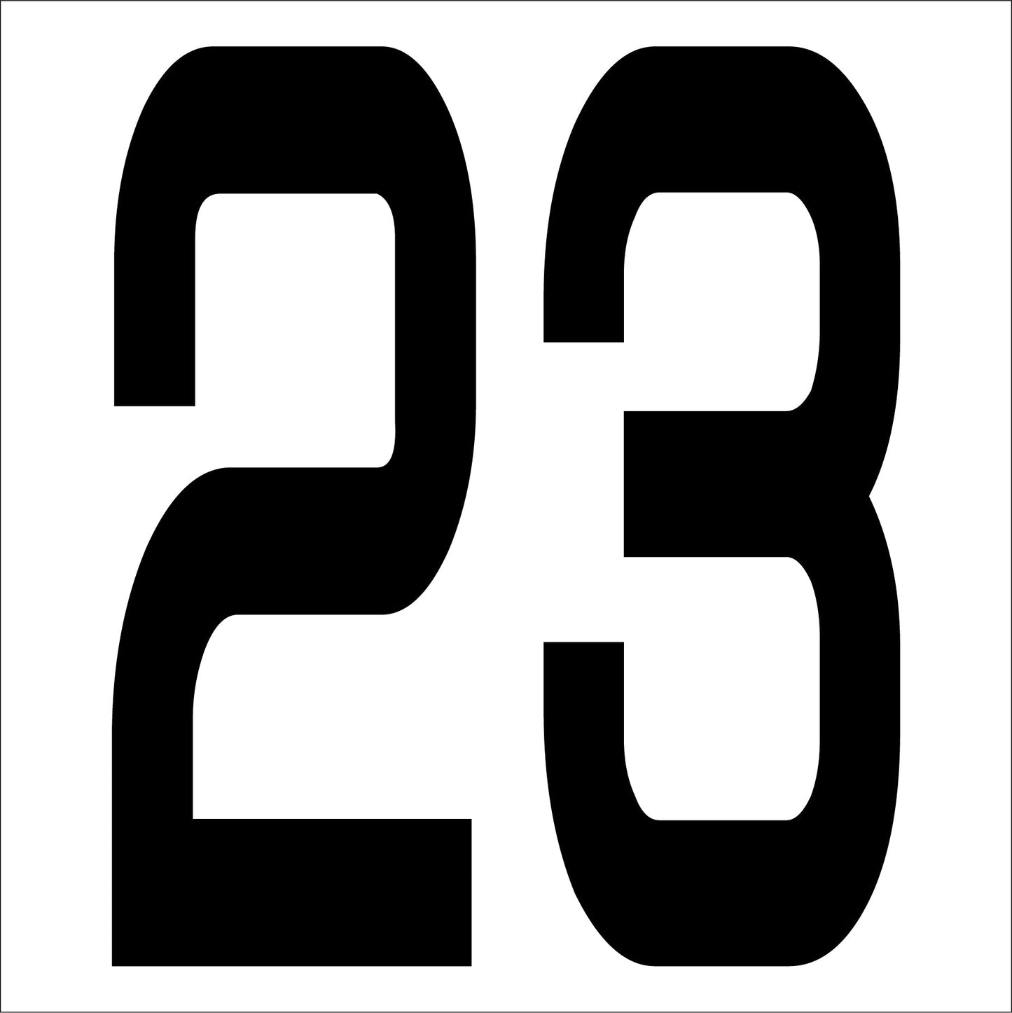 カッティングステッカー 数字23 文字高100mm 黒
