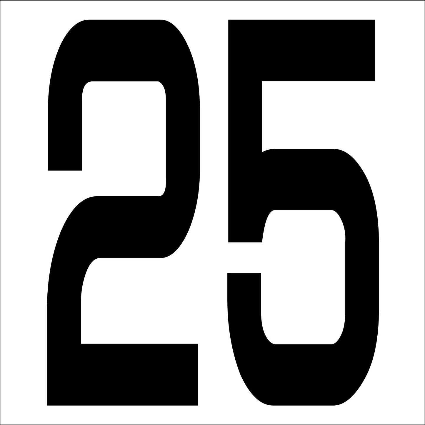 カッティングステッカー 数字25 文字高100mm 黒