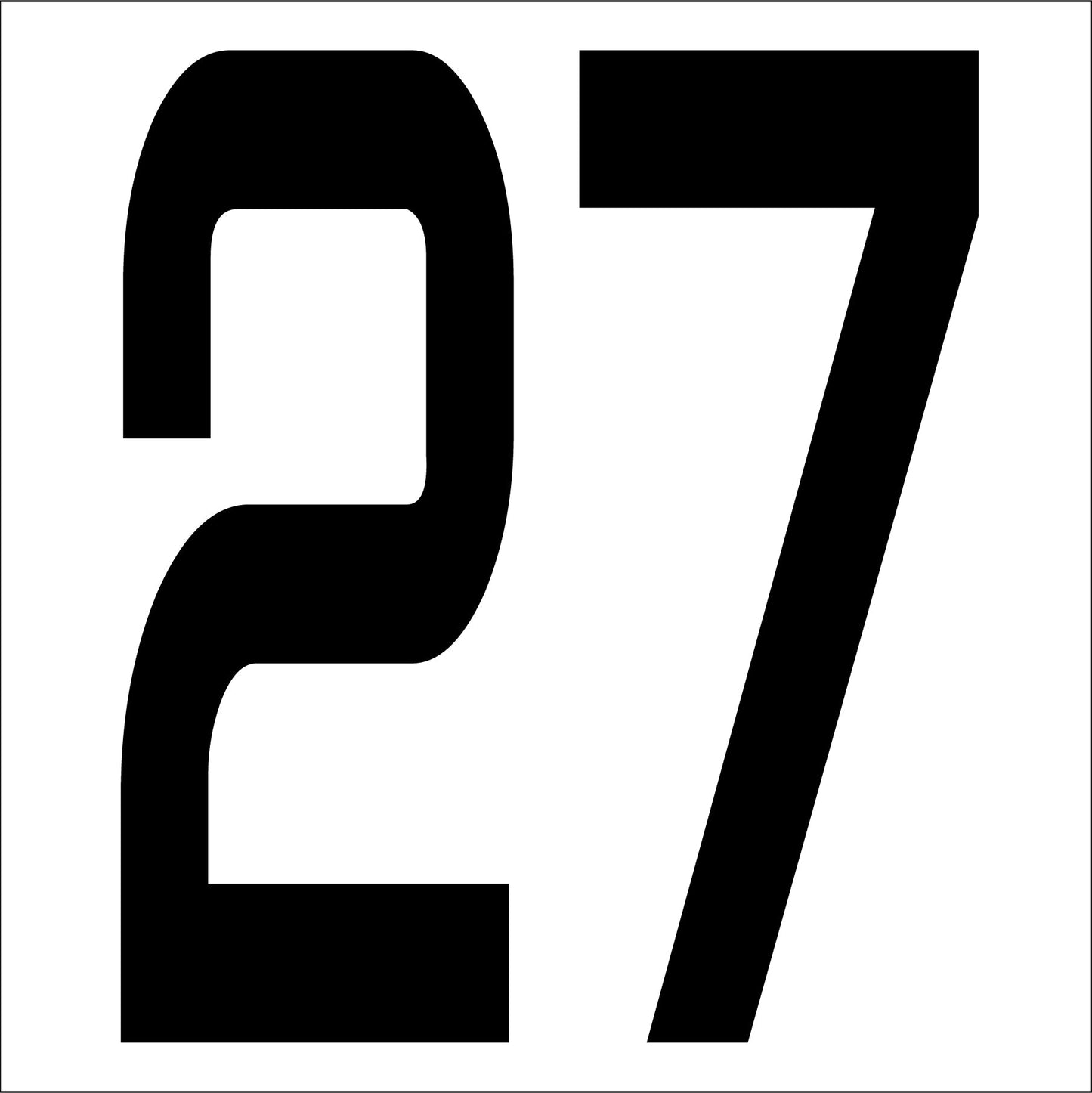 カッティングステッカー 数字27 文字高100mm 黒