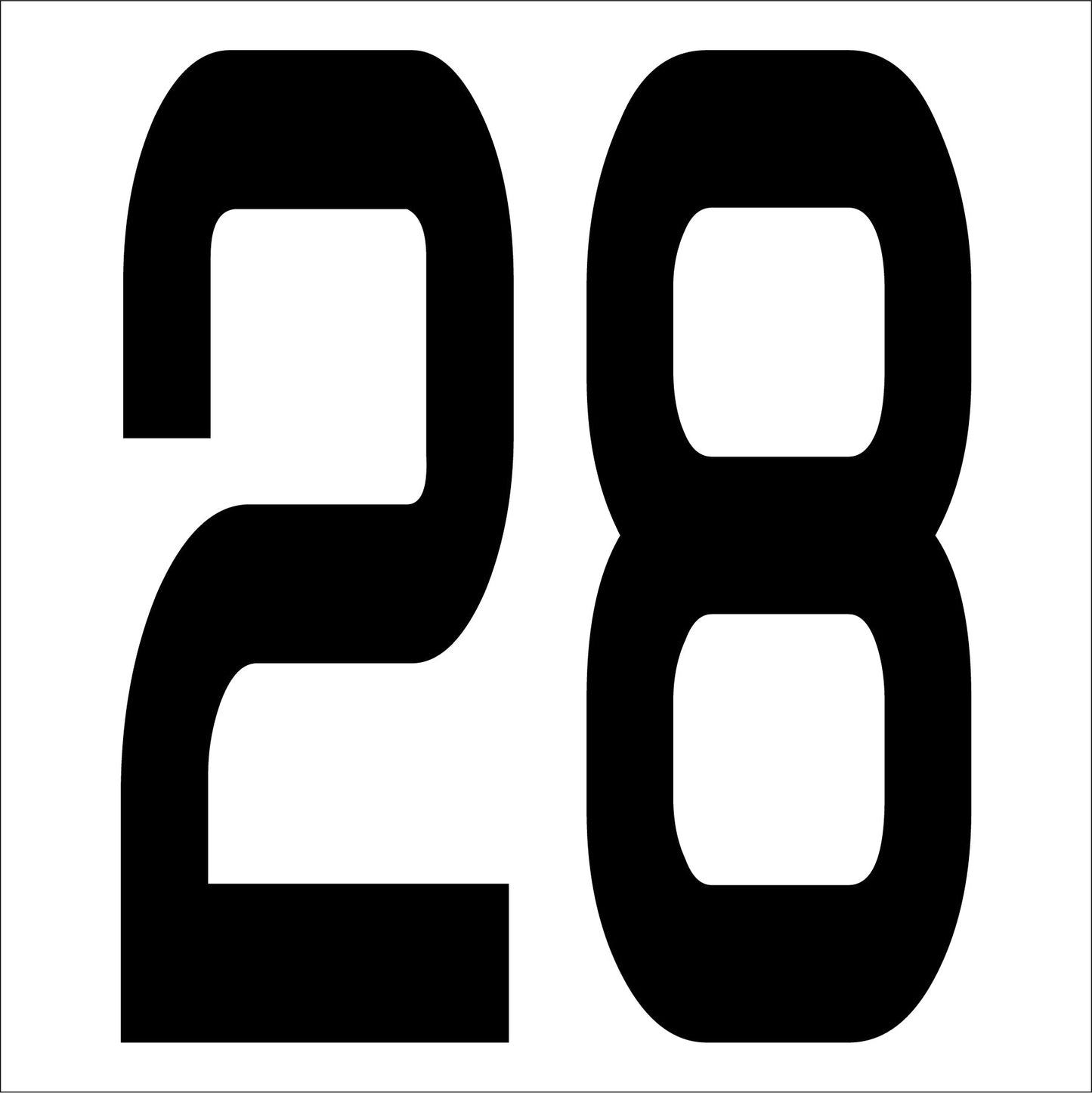 カッティングステッカー 数字28 文字高100mm 黒