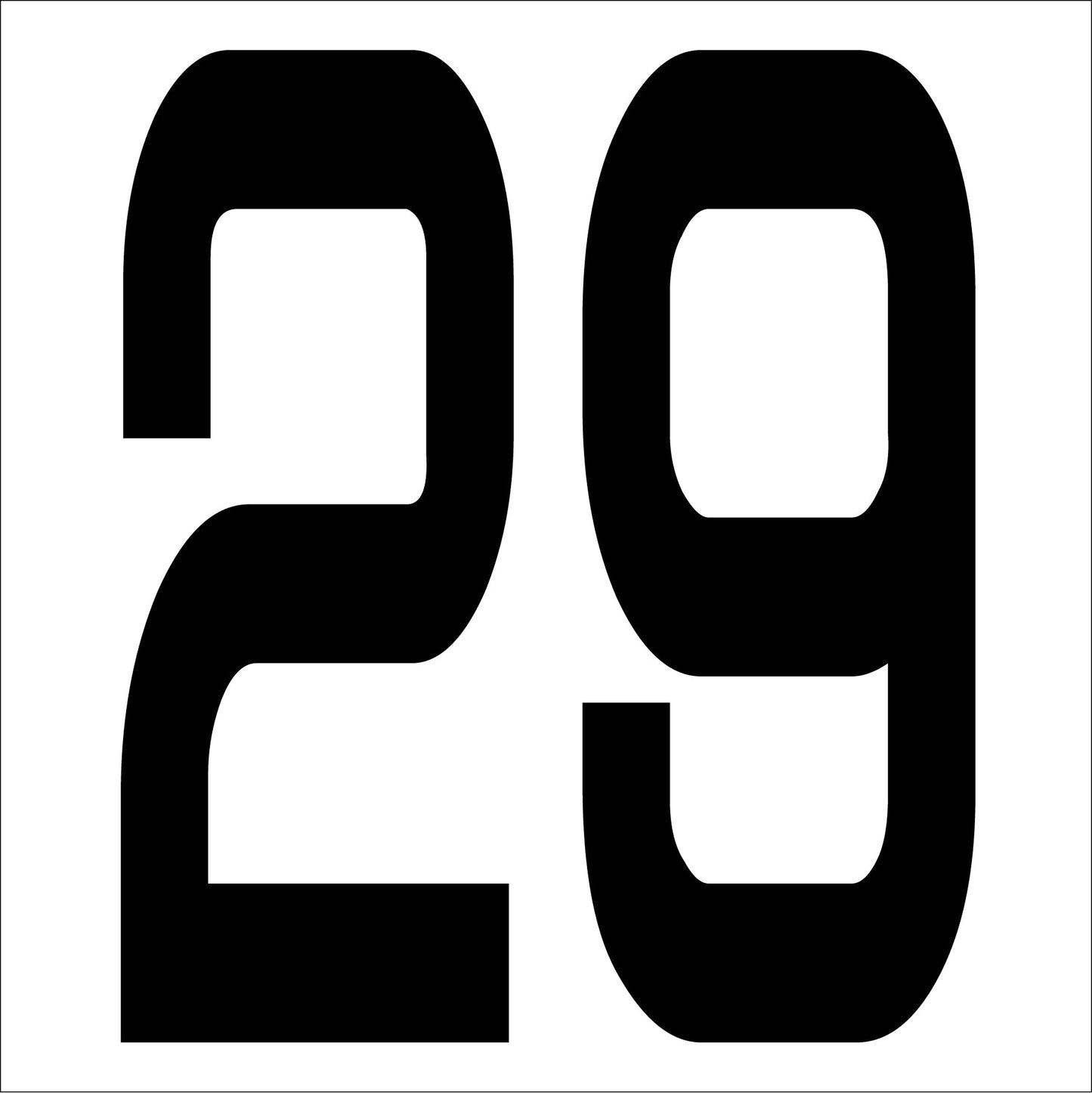 カッティングステッカー 数字29 文字高100mm 黒