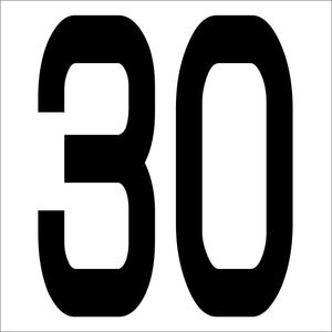 カッティングステッカー 数字30 文字高100mm 黒