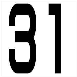 カッティングステッカー 数字31 文字高100mm 黒