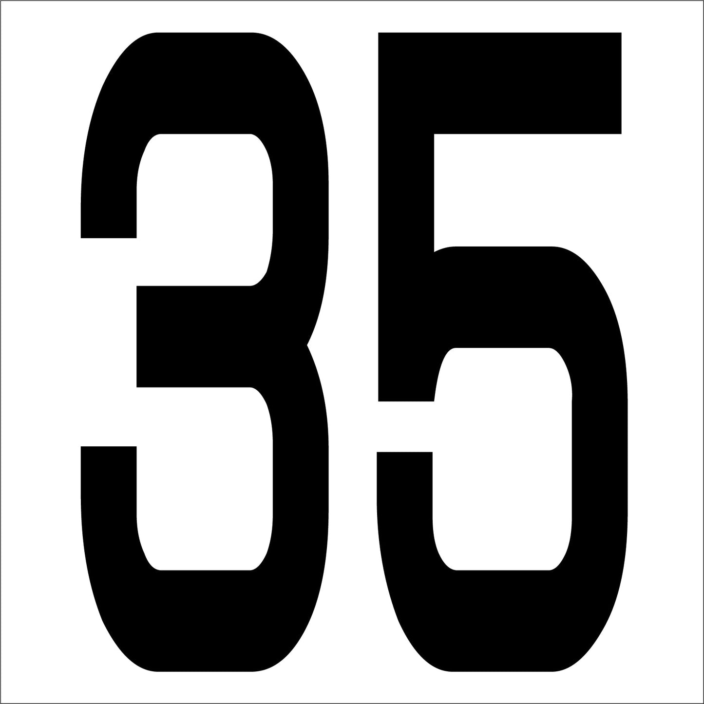 カッティングステッカー 数字35 文字高100mm 黒