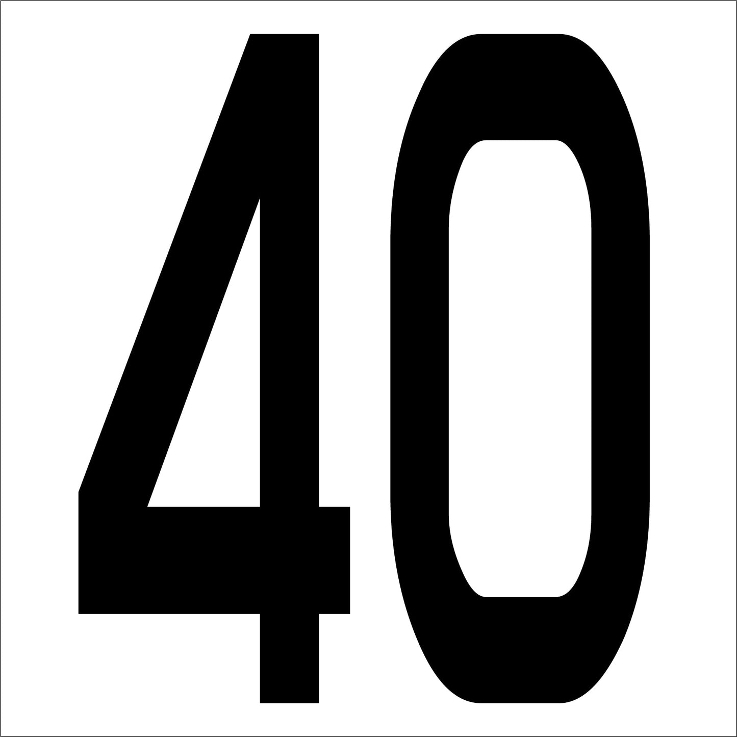 カッティングステッカー 数字40 文字高100mm 黒