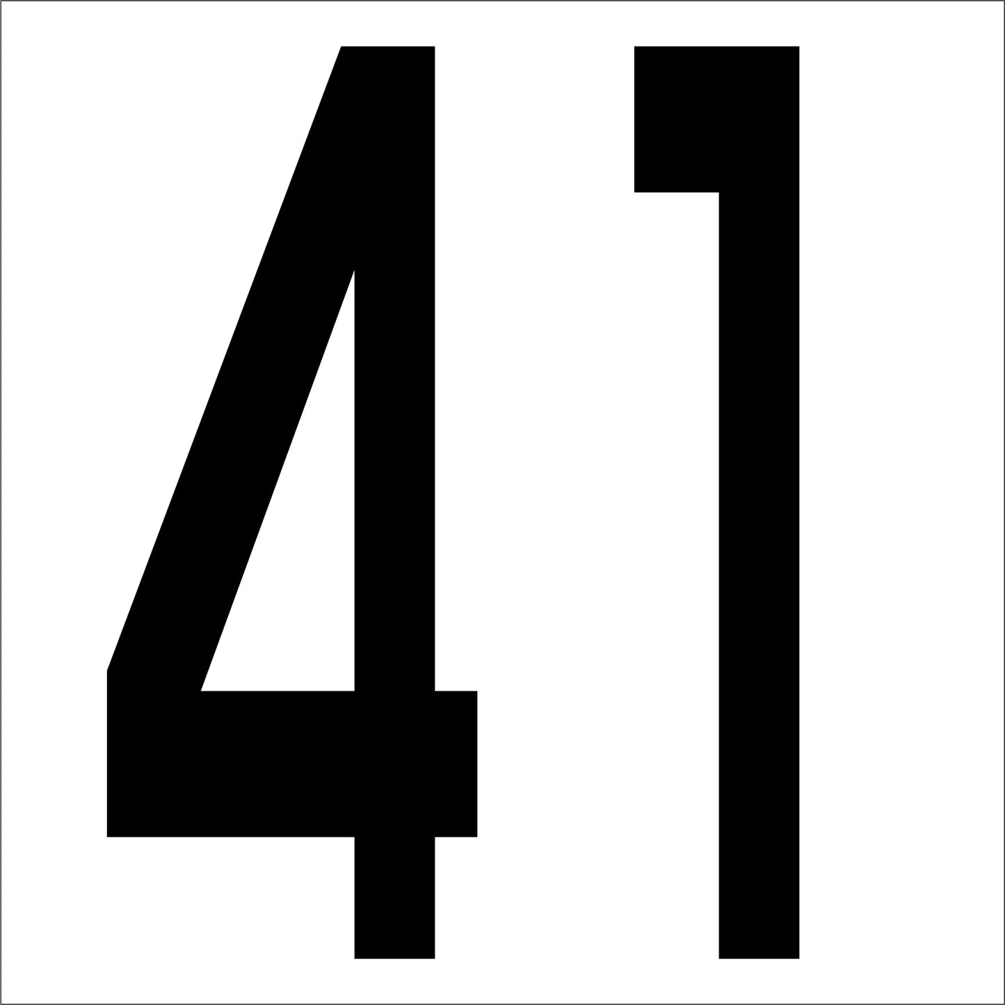 カッティングステッカー 数字41 文字高100mm 黒