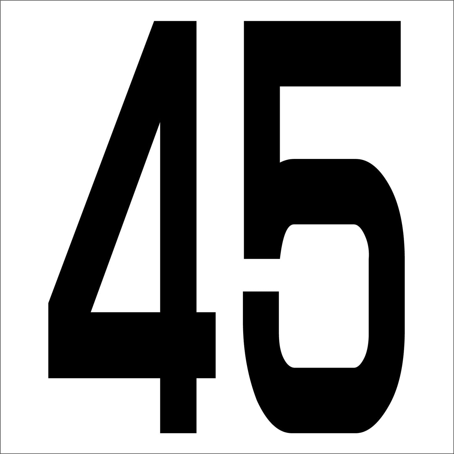 カッティングステッカー 数字45 文字高100mm 黒