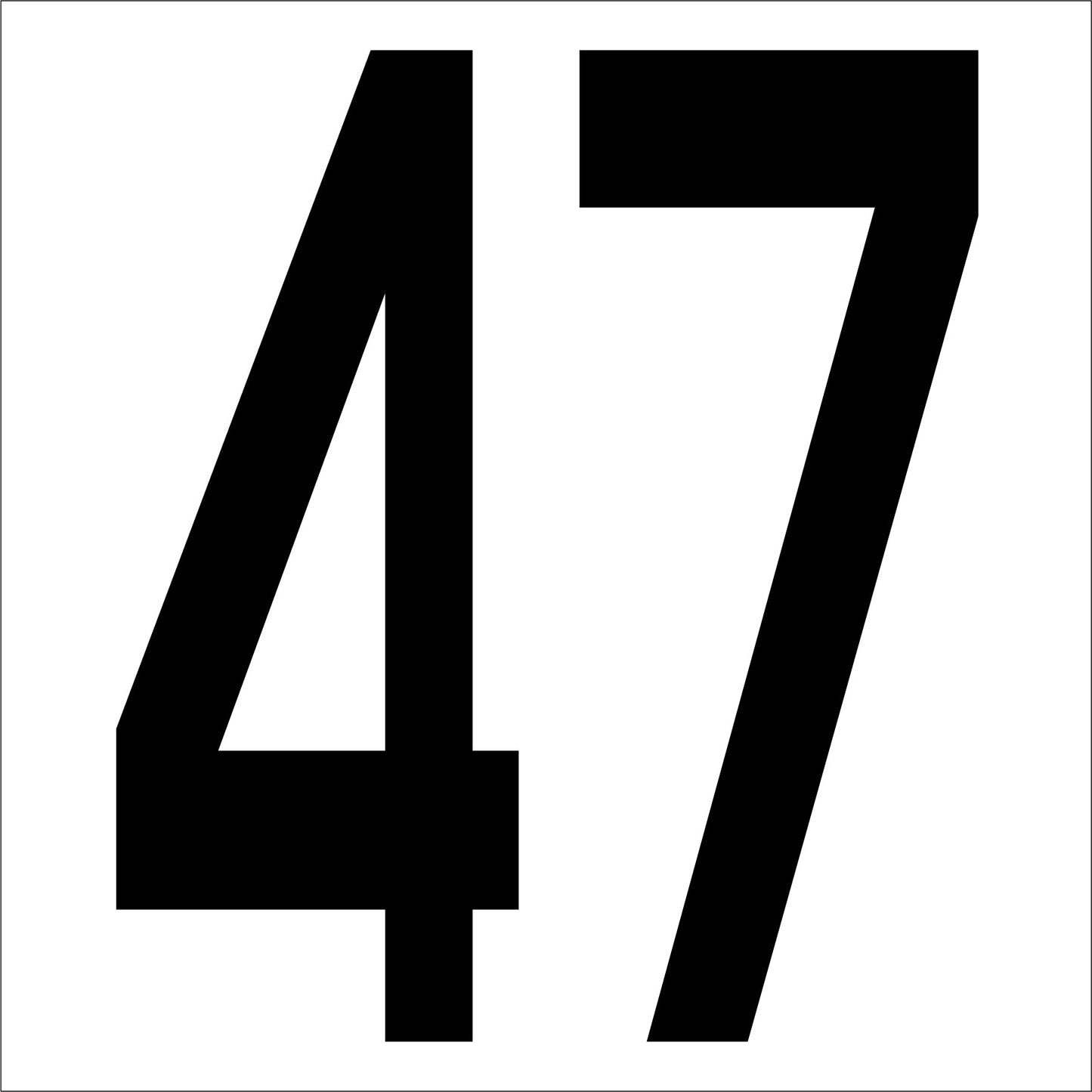 カッティングステッカー 数字47 文字高100mm 黒