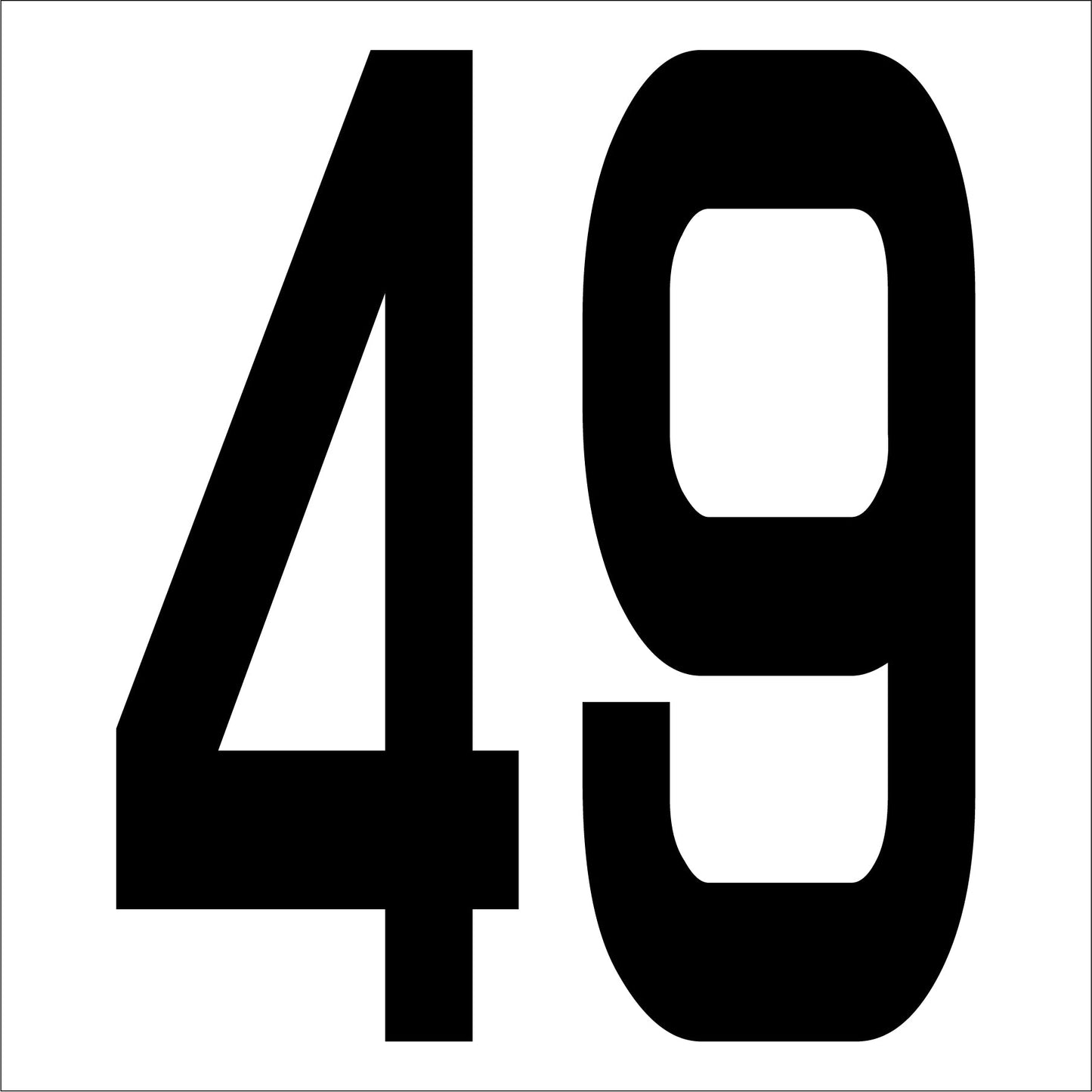 カッティングステッカー 数字49 文字高100mm 黒
