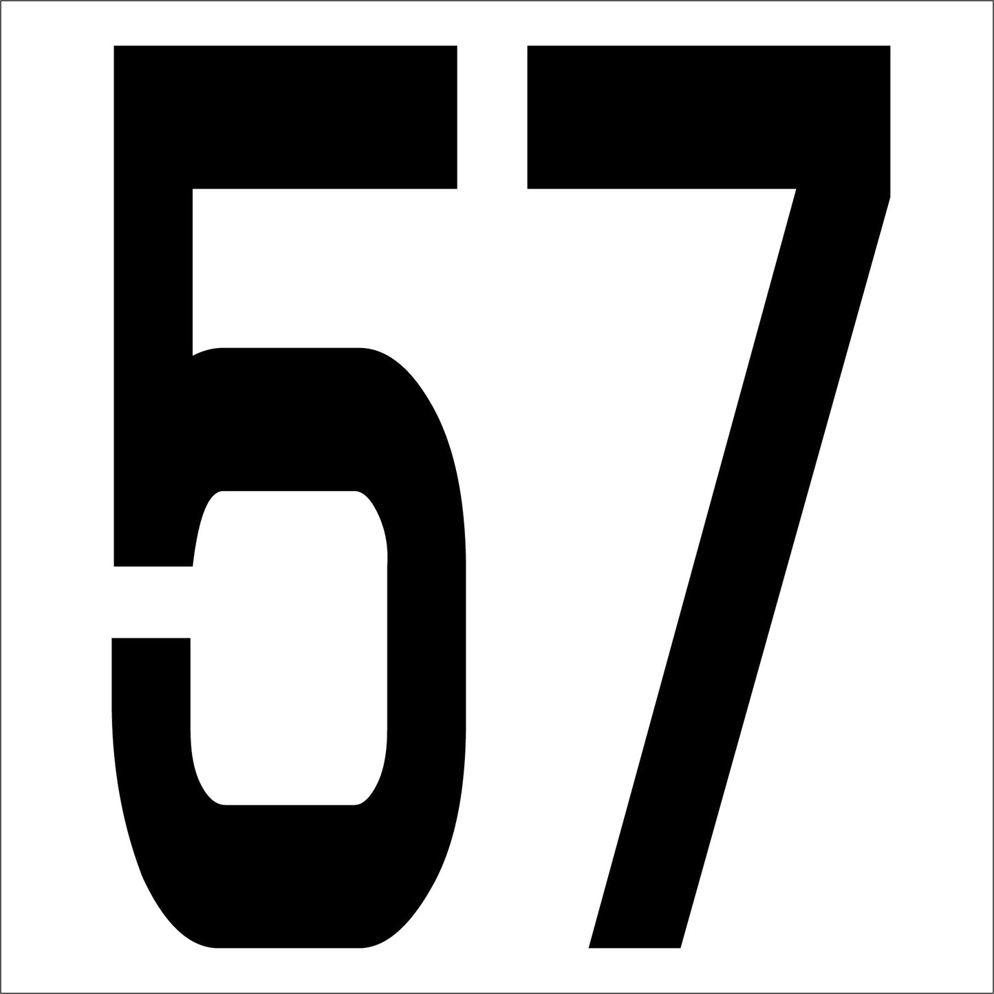 カッティングステッカー 数字57 文字高100mm 黒