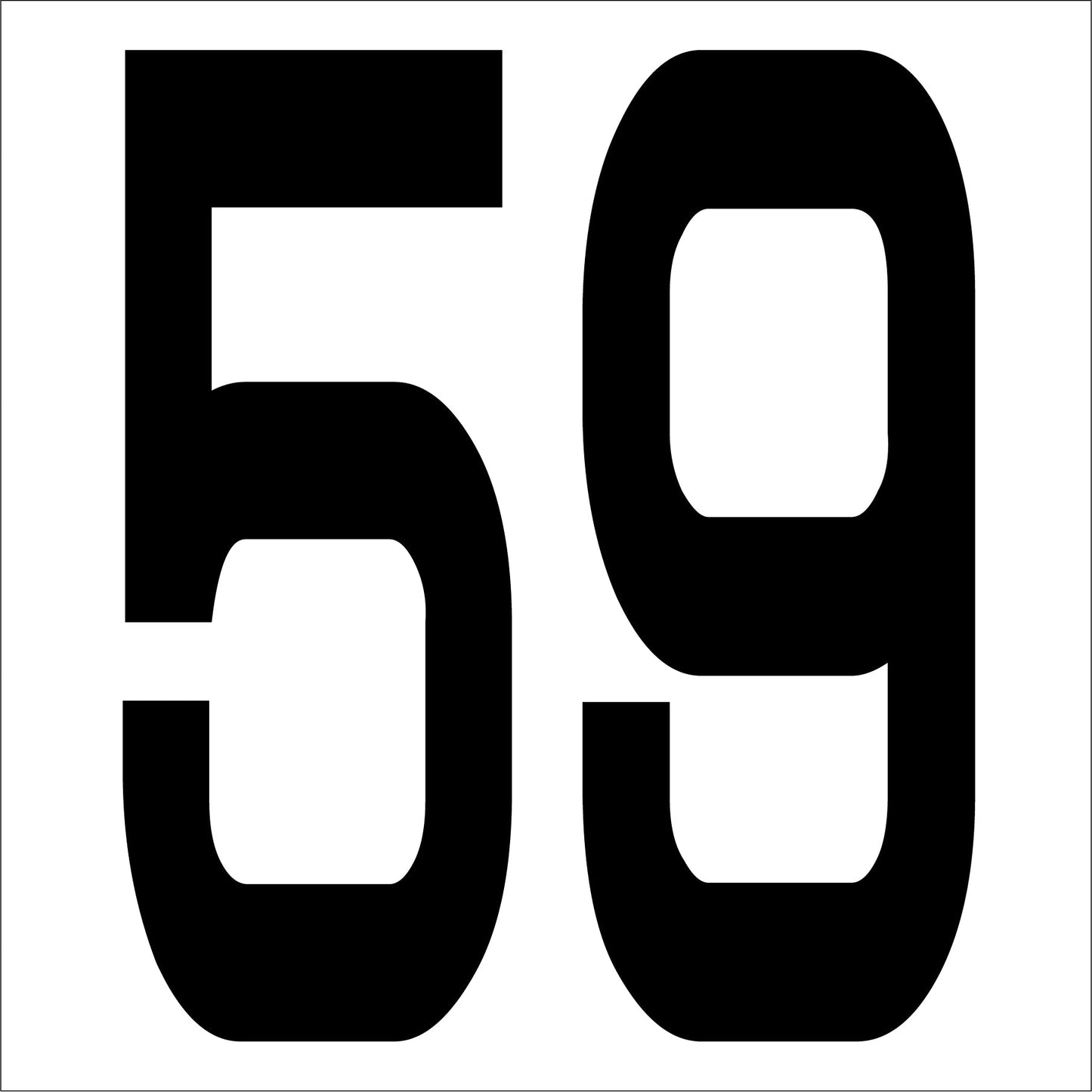 カッティングステッカー 数字59 文字高100mm 黒