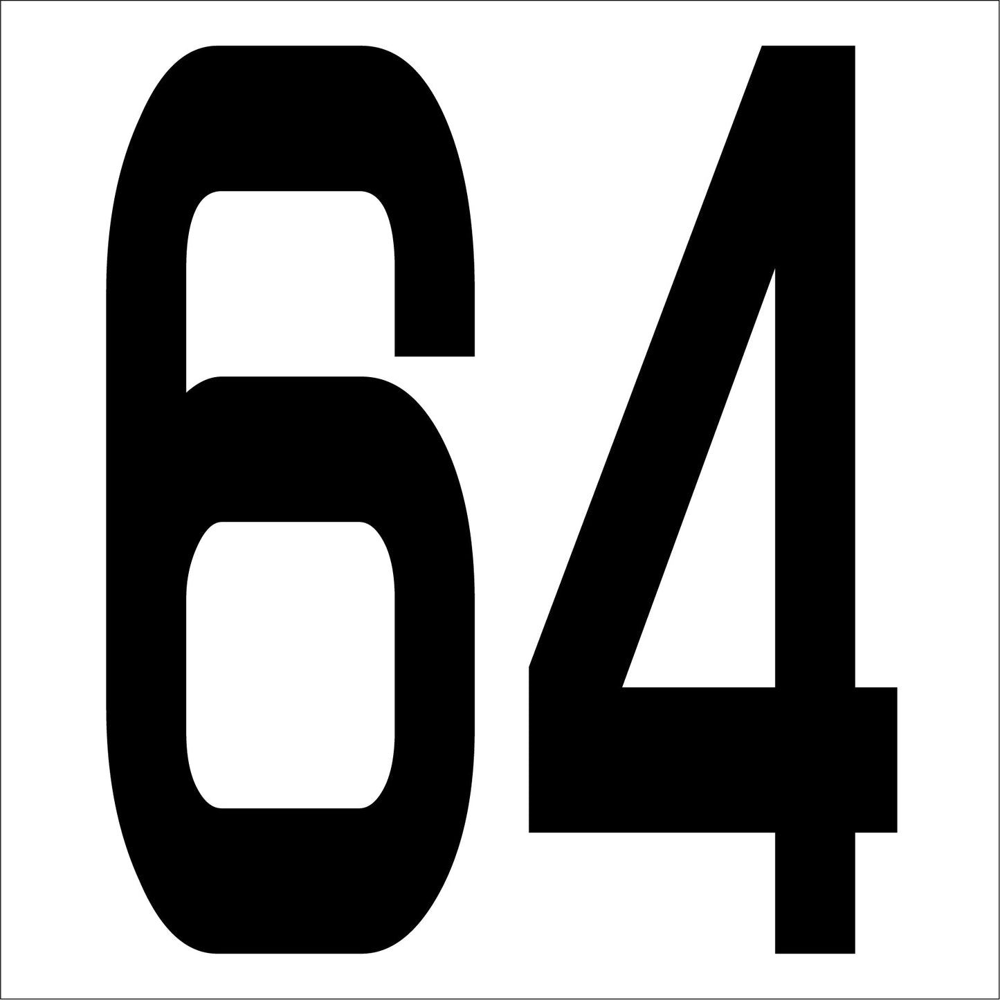 カッティングステッカー 数字64 文字高100mm 黒