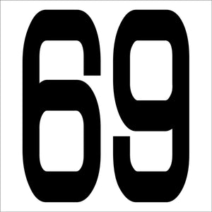 カッティングステッカー 数字69 文字高100mm 黒