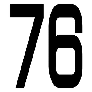 カッティングステッカー 数字76 文字高100mm 黒