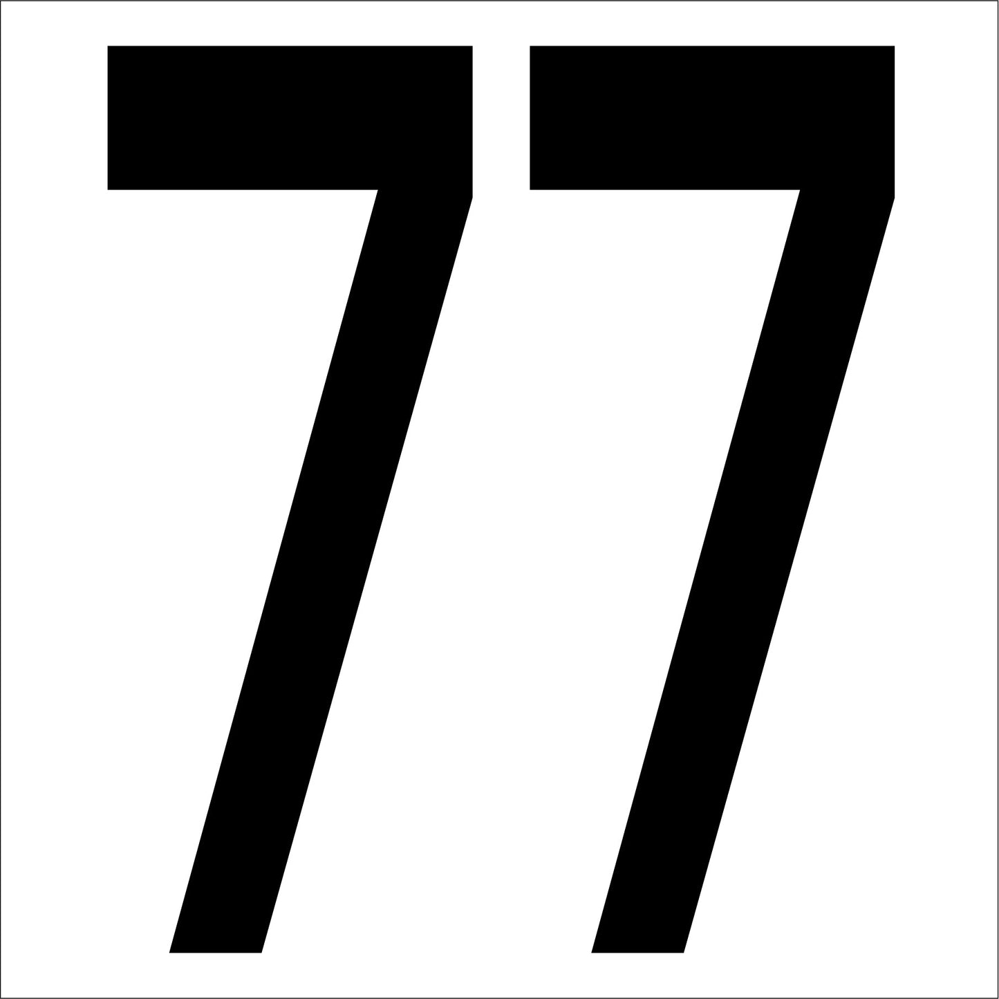 カッティングステッカー 数字77 文字高100mm 黒