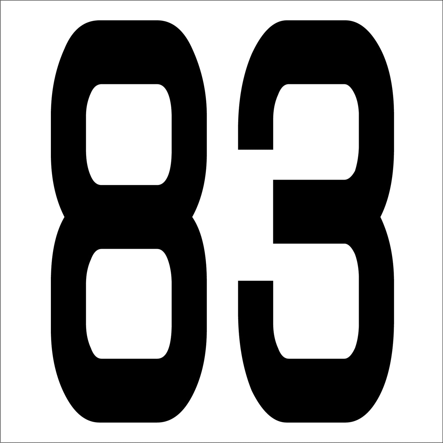 カッティングステッカー 数字83 文字高100mm 黒