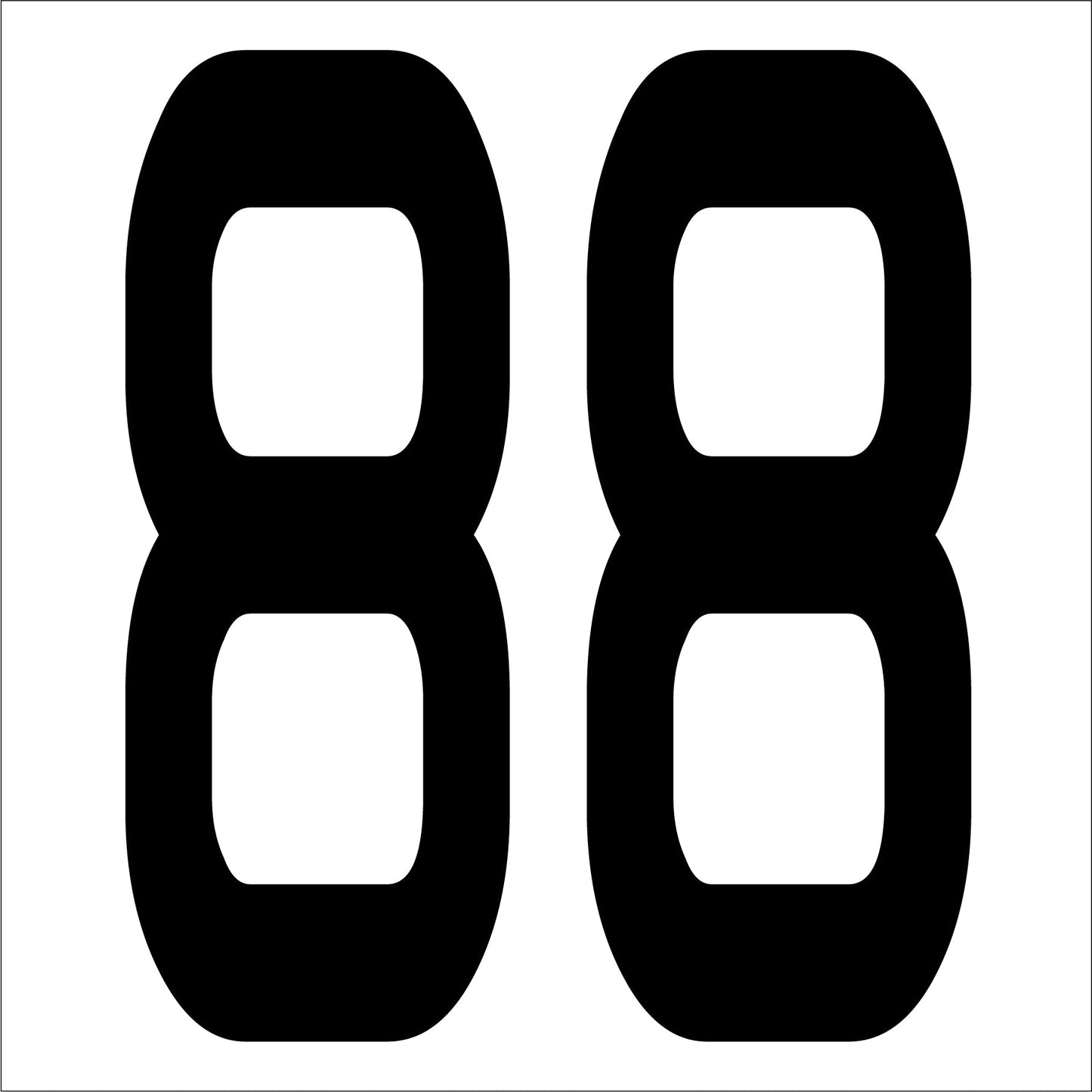 カッティングステッカー 数字88 文字高100mm 黒