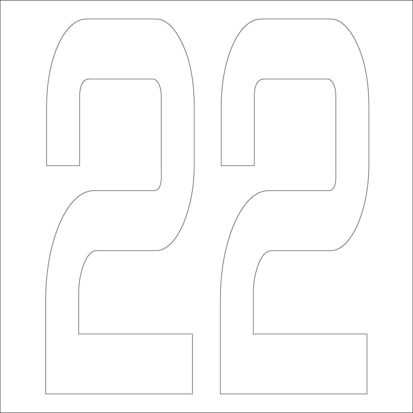カッティングステッカー 数字22 文字高100mm 白