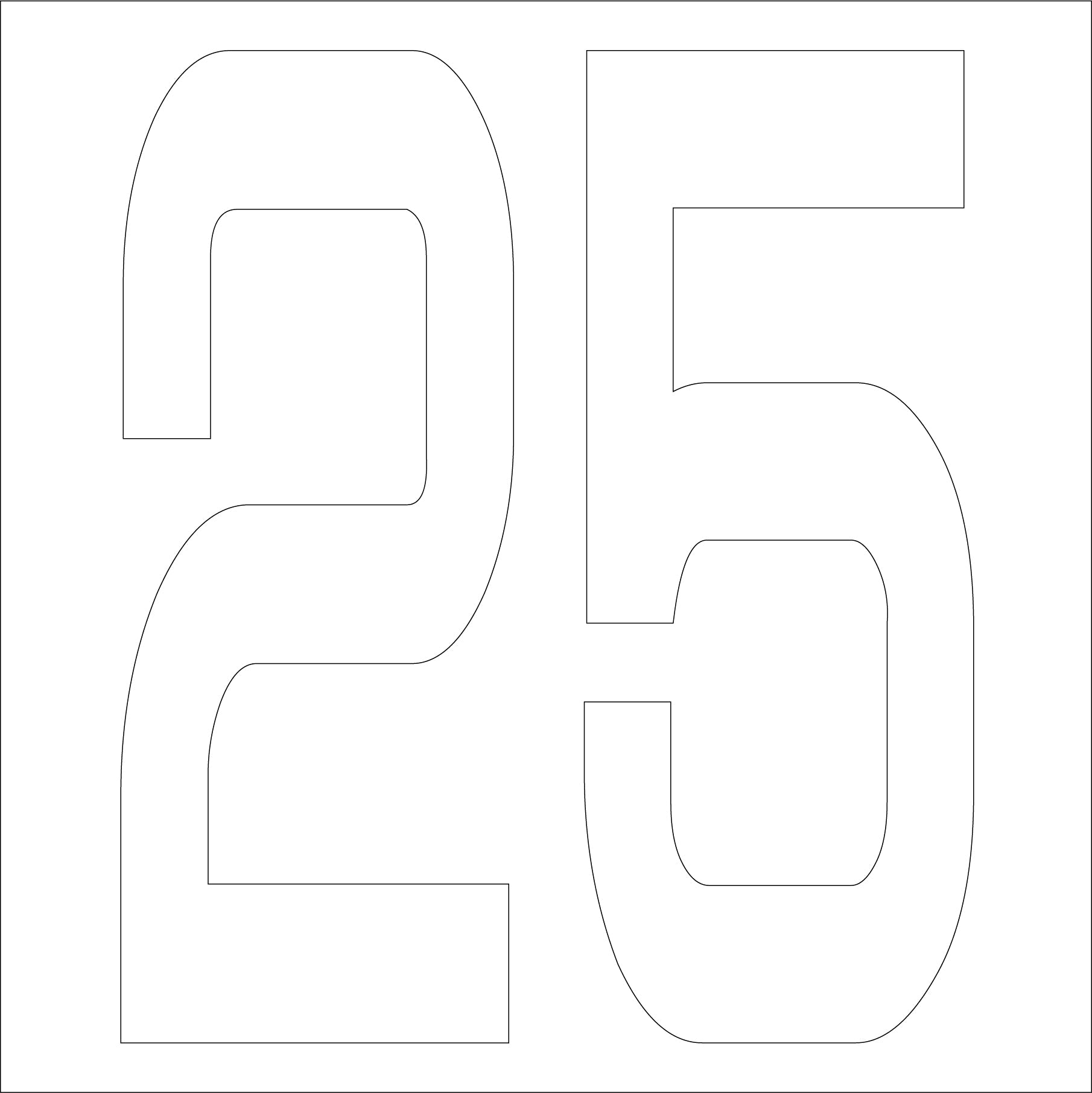 カッティングステッカー 数字25 文字高100mm 白 – GREEN