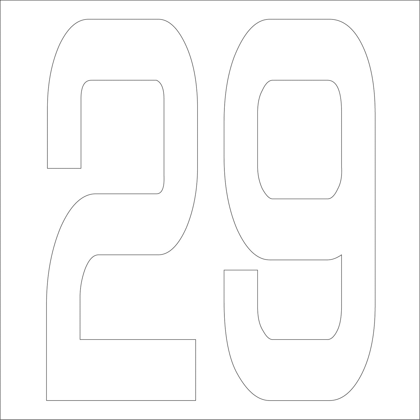 カッティングステッカー 数字29 文字高100mm 白