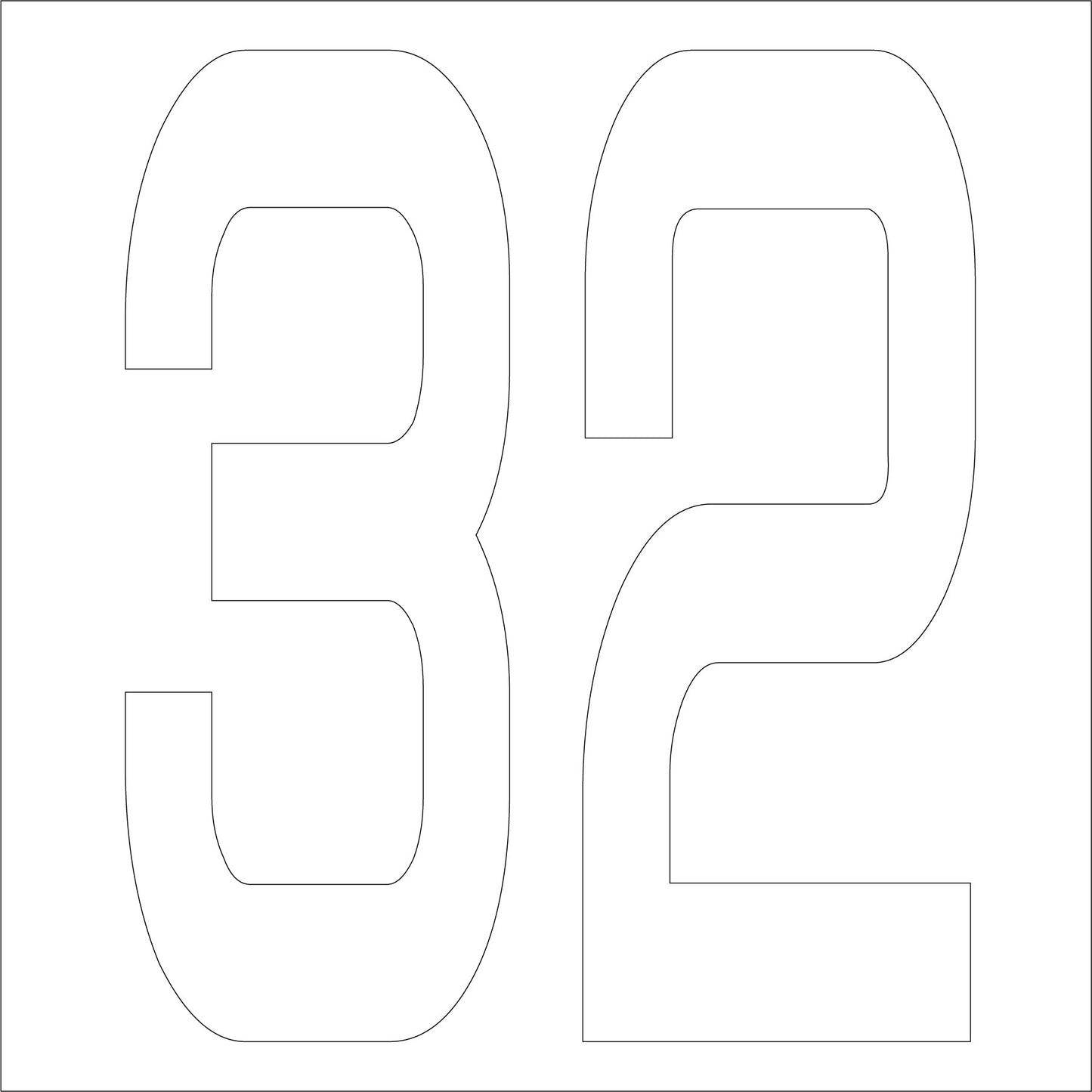 カッティングステッカー 数字32 文字高100mm 白