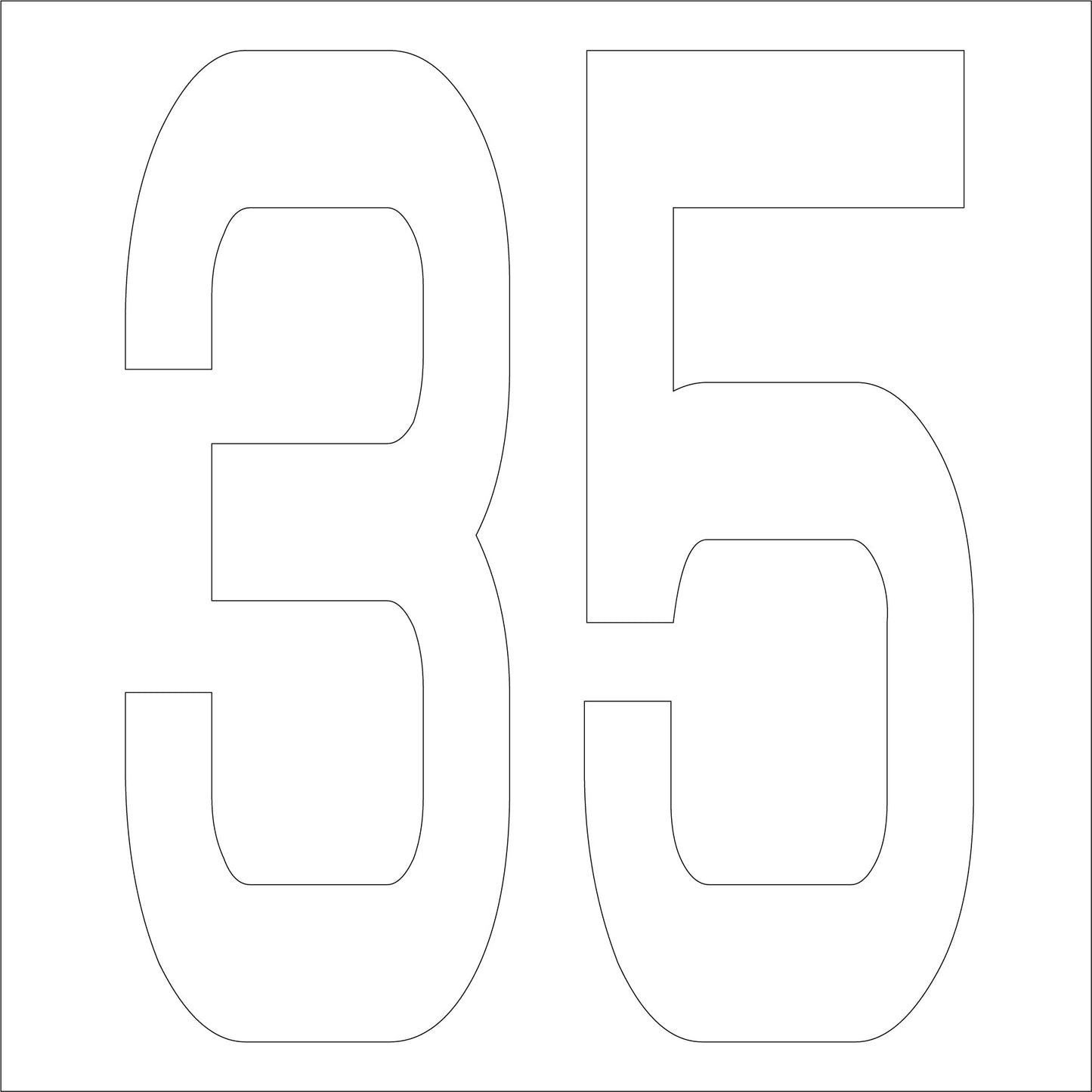 カッティングステッカー 数字35 文字高100mm 白