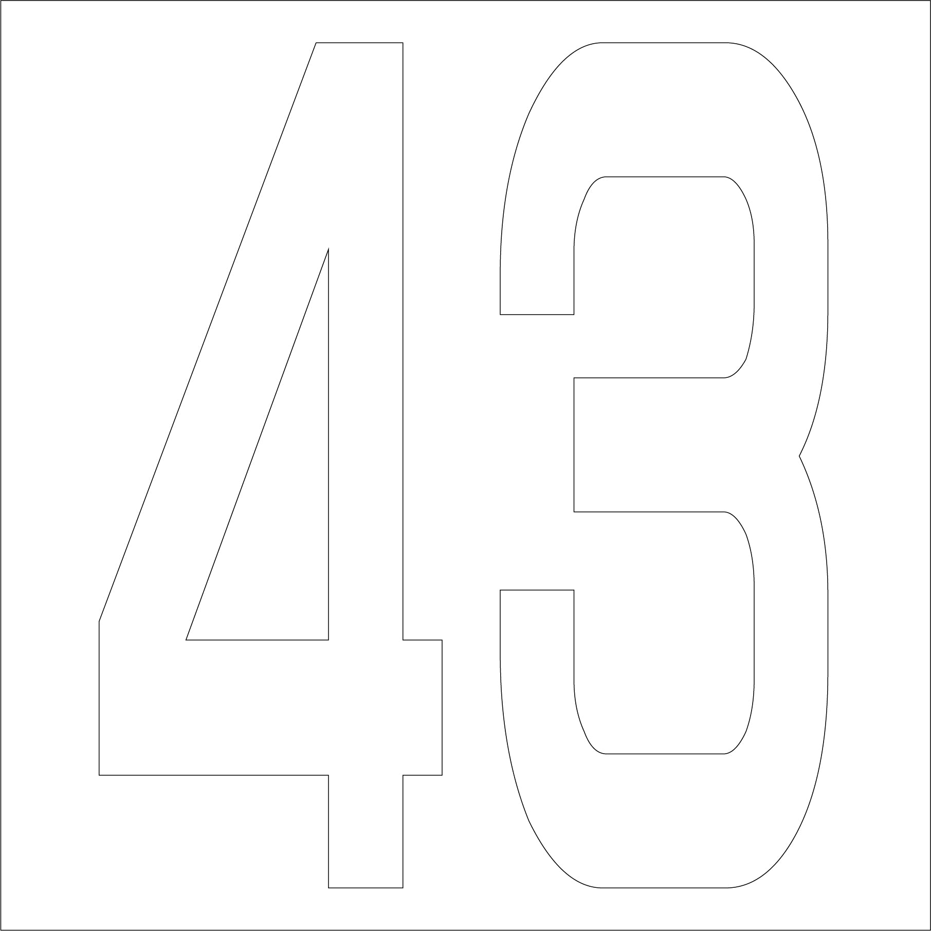 カッティングステッカー 数字43 文字高100mm 白 – GREEN