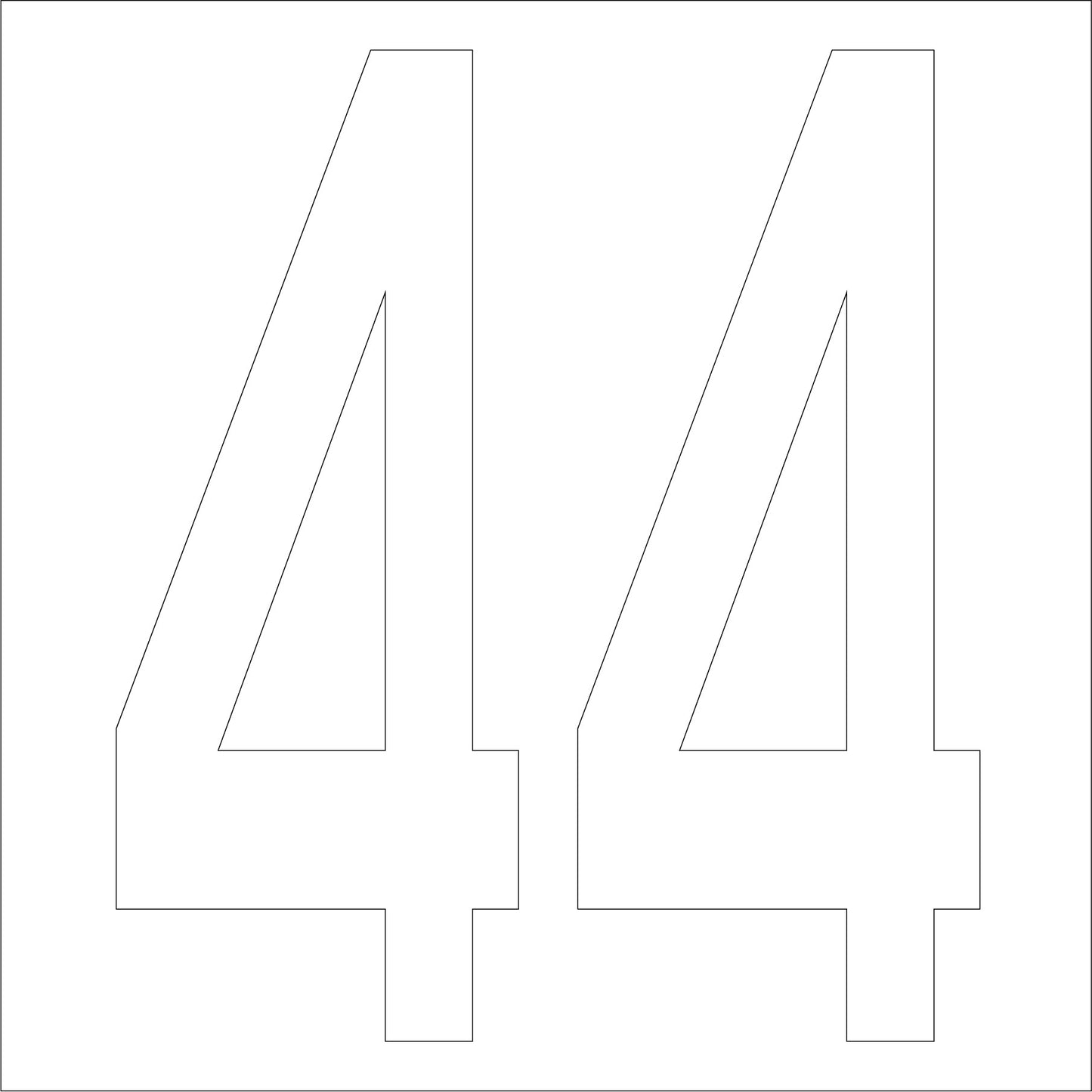 カッティングステッカー 数字44 文字高100mm 白