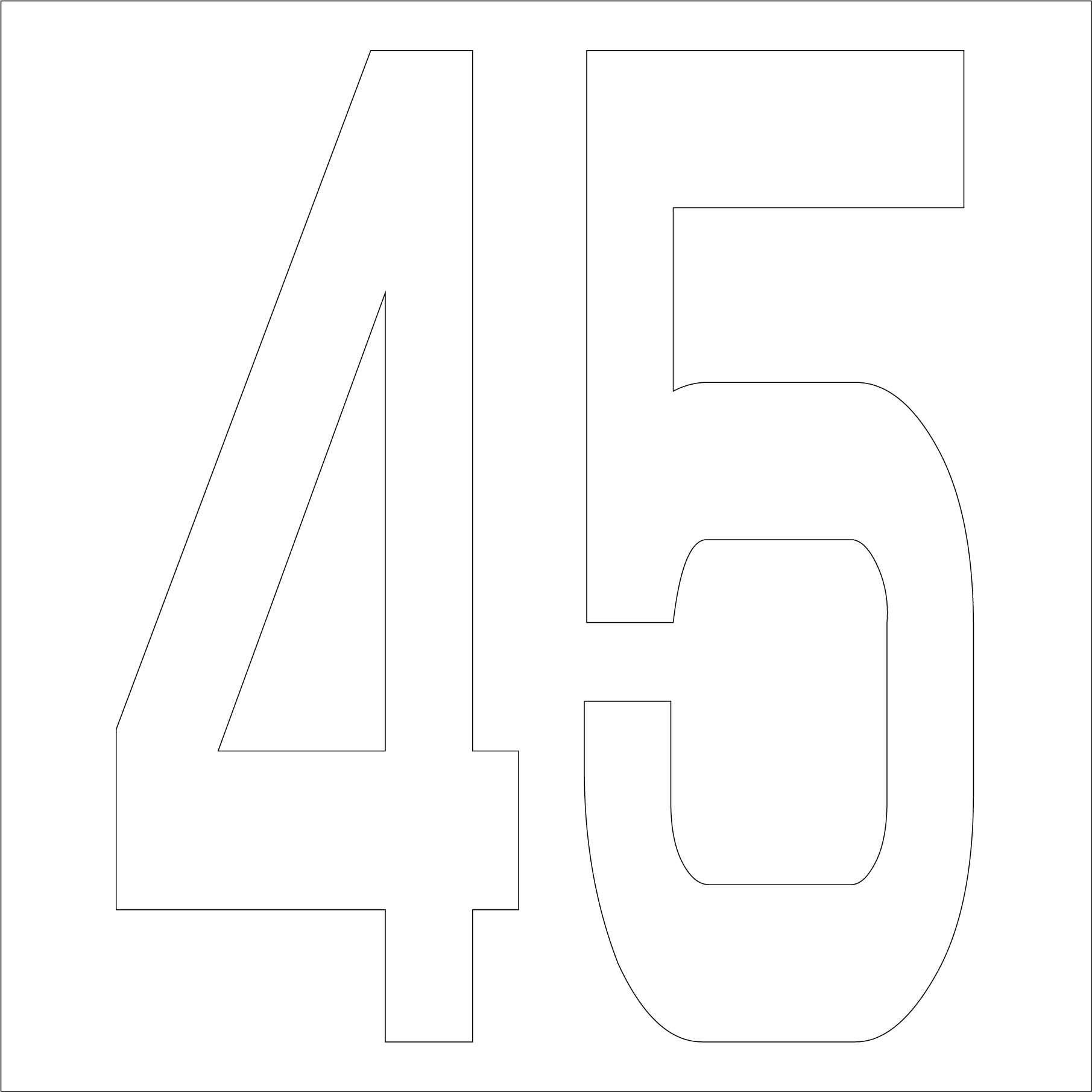 カッティングステッカー 数字45 文字高100mm 白 – GREEN CROSS