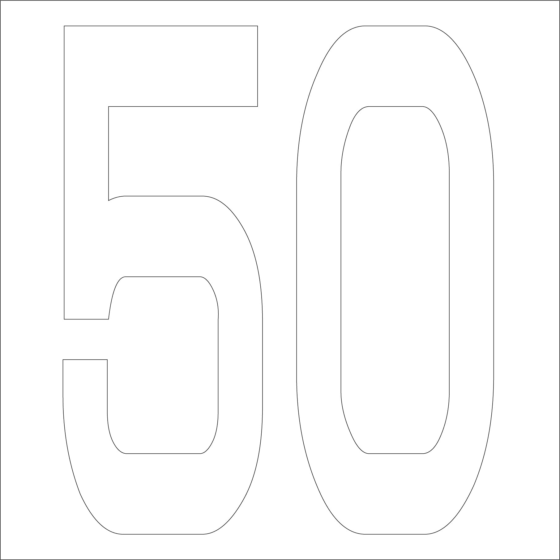 カッティングステッカー 数字50 文字高100mm 白 – GREEN CROSS 
