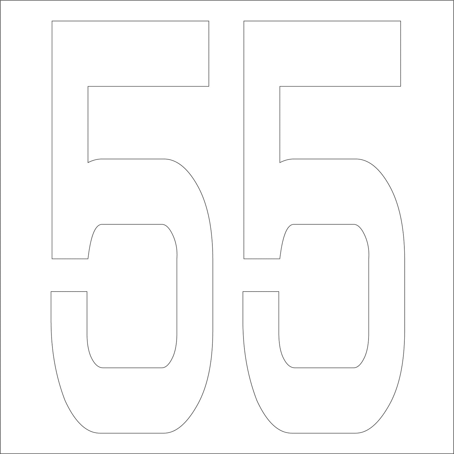 カッティングステッカー 数字55 文字高100mm 白
