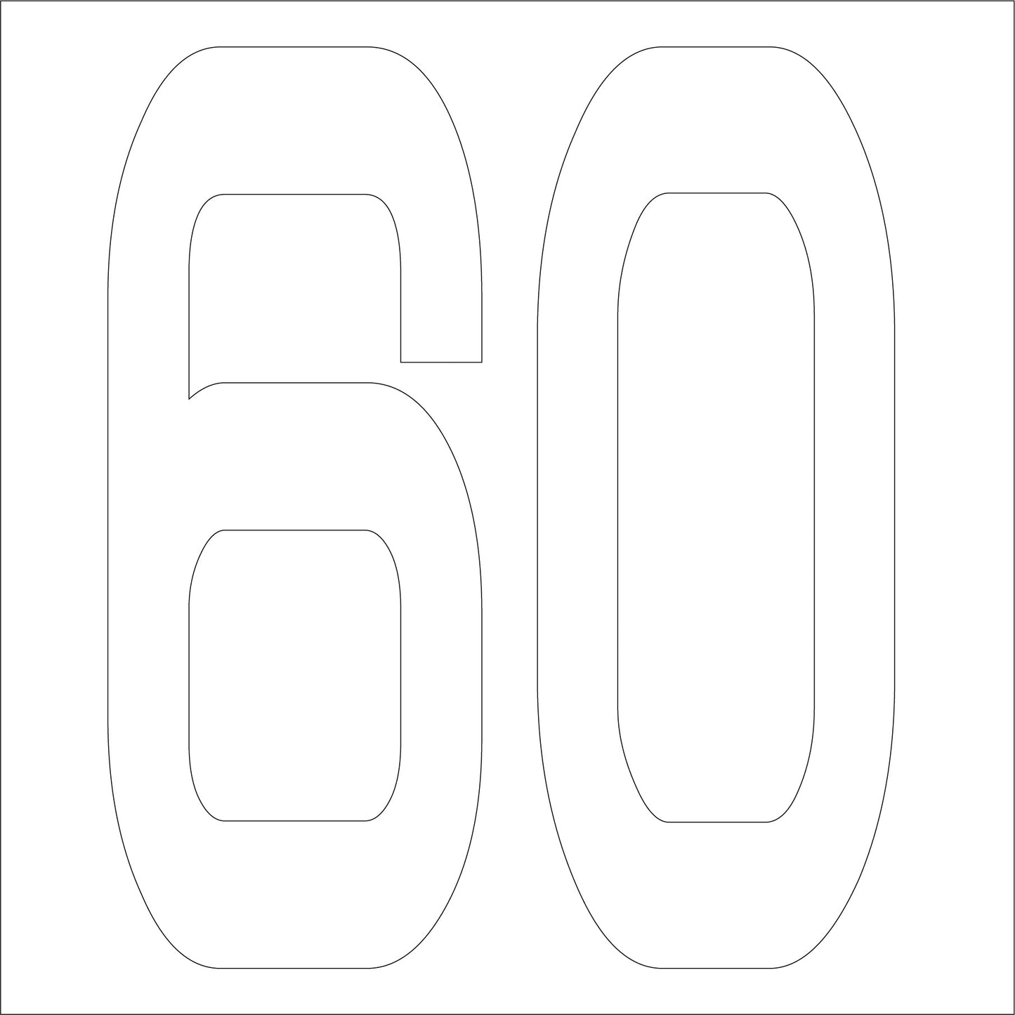 カッティングステッカー 数字60 文字高100mm 白