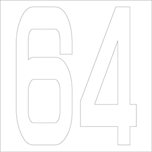 カッティングステッカー 数字64 文字高100mm 白