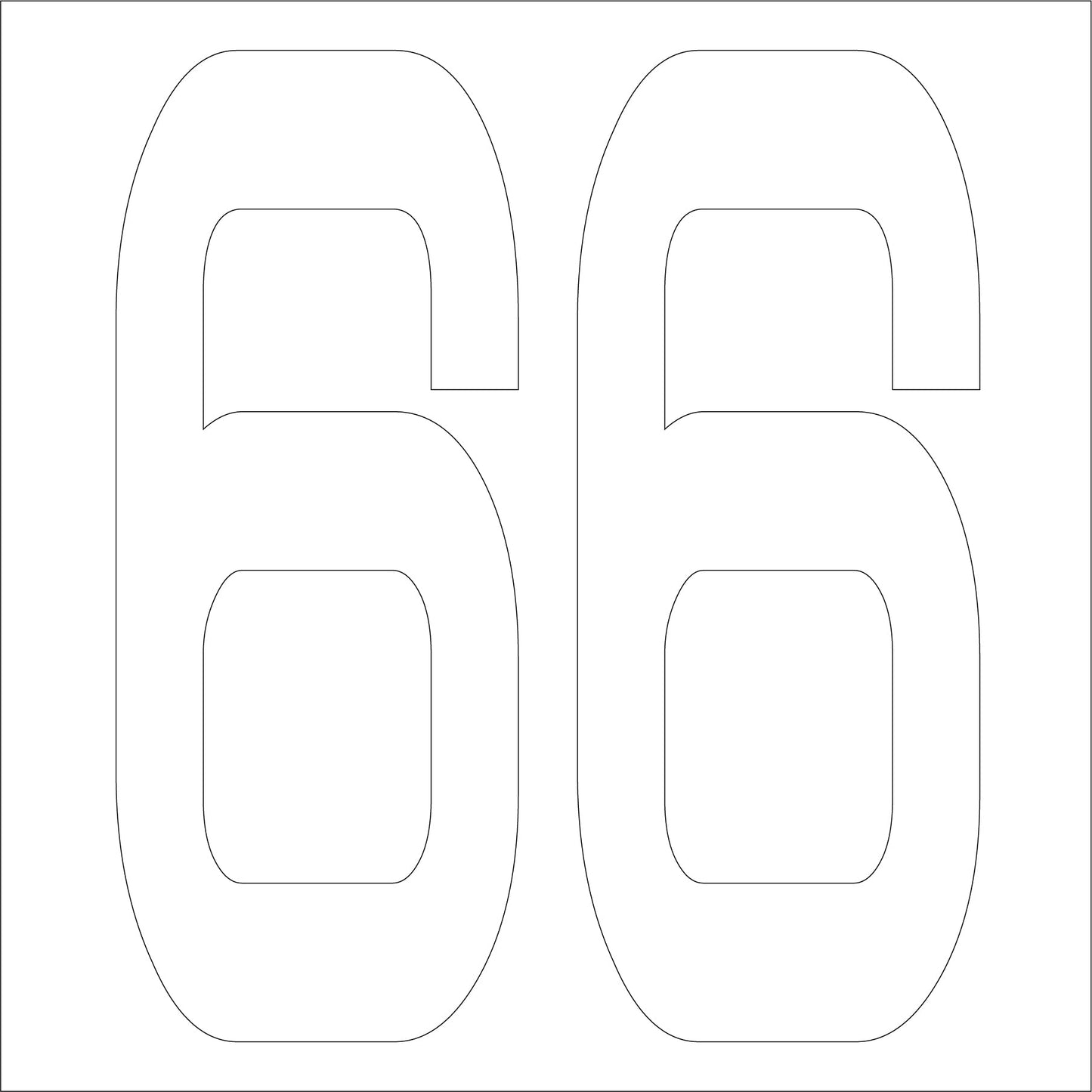 カッティングステッカー 数字66 文字高100mm 白