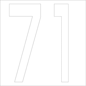 カッティングステッカー 数字71 文字高100mm 白