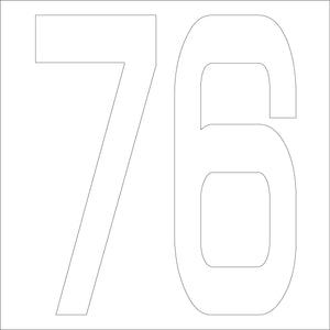 カッティングステッカー 数字76 文字高100mm 白