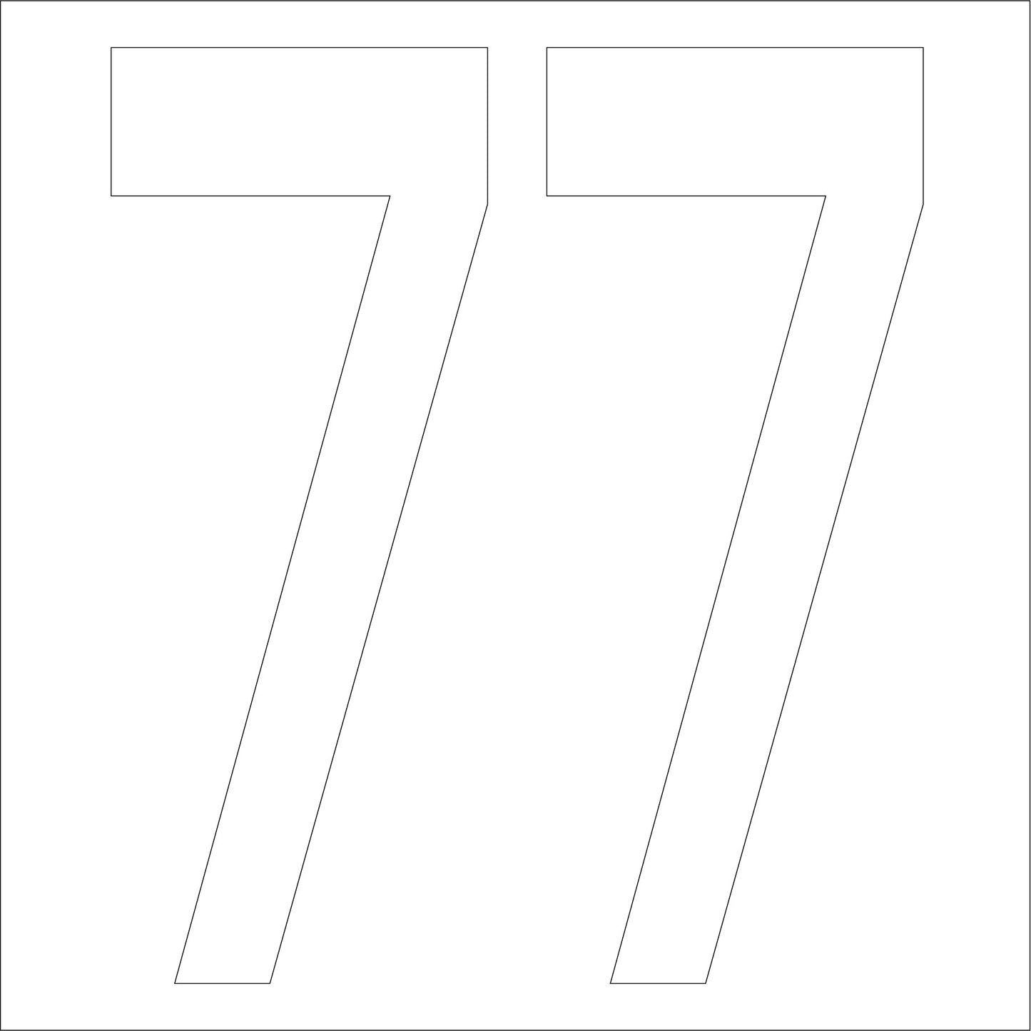 カッティングステッカー 数字77 文字高100mm 白