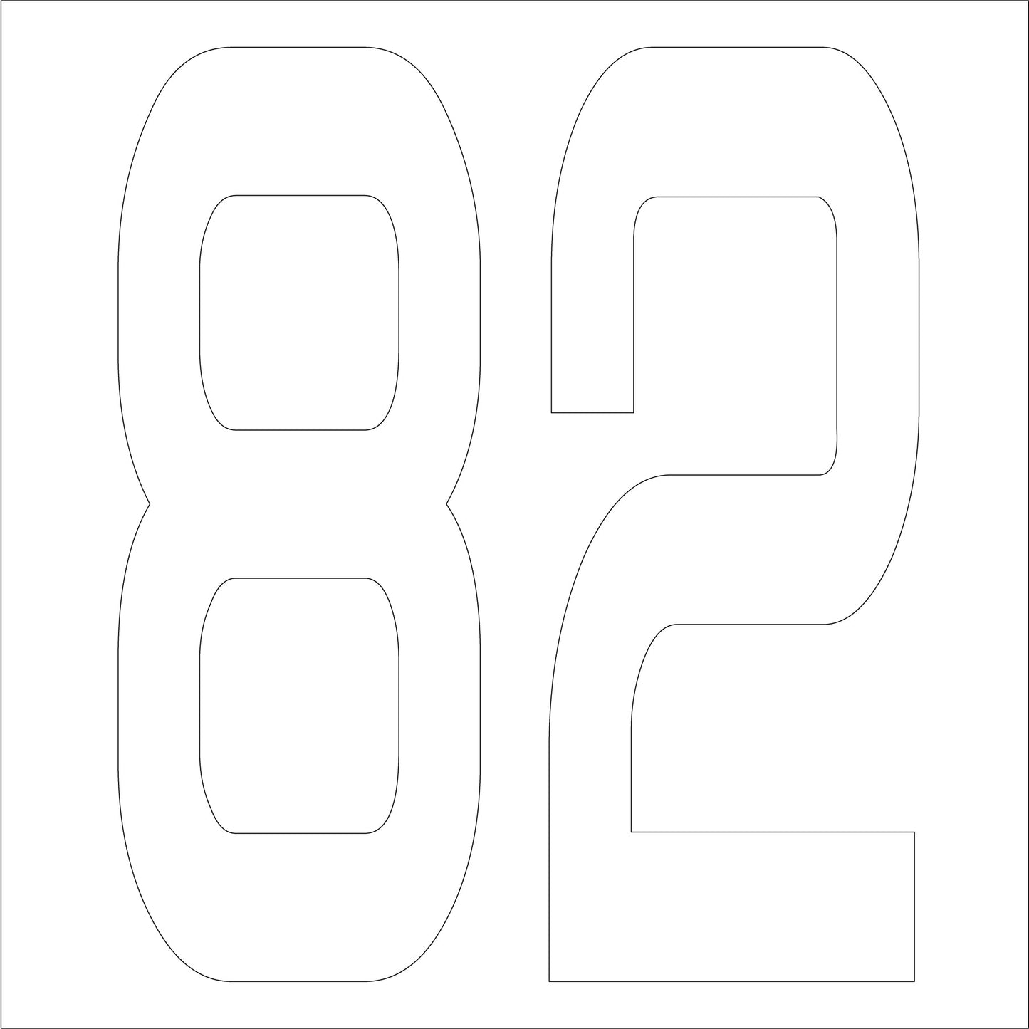 カッティングステッカー 数字82 文字高100mm 白