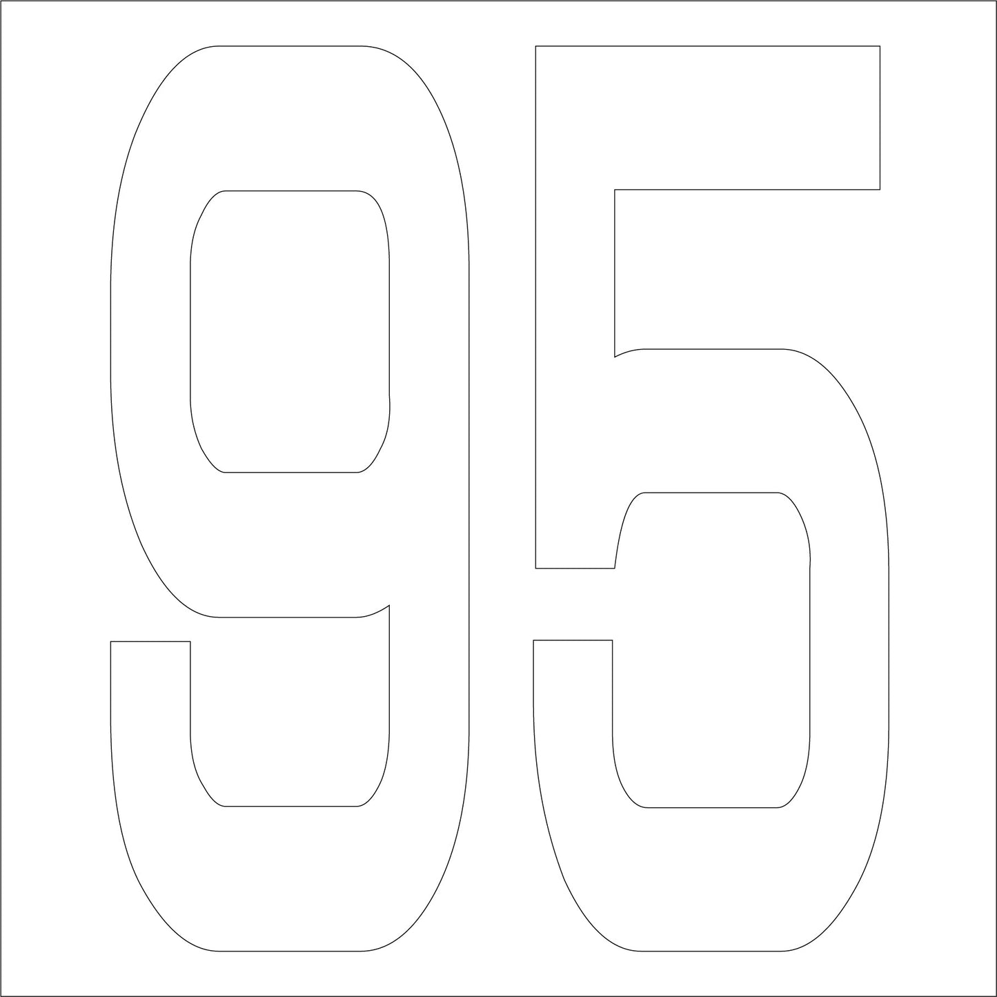 カッティングステッカー 数字95 文字高100mm 白