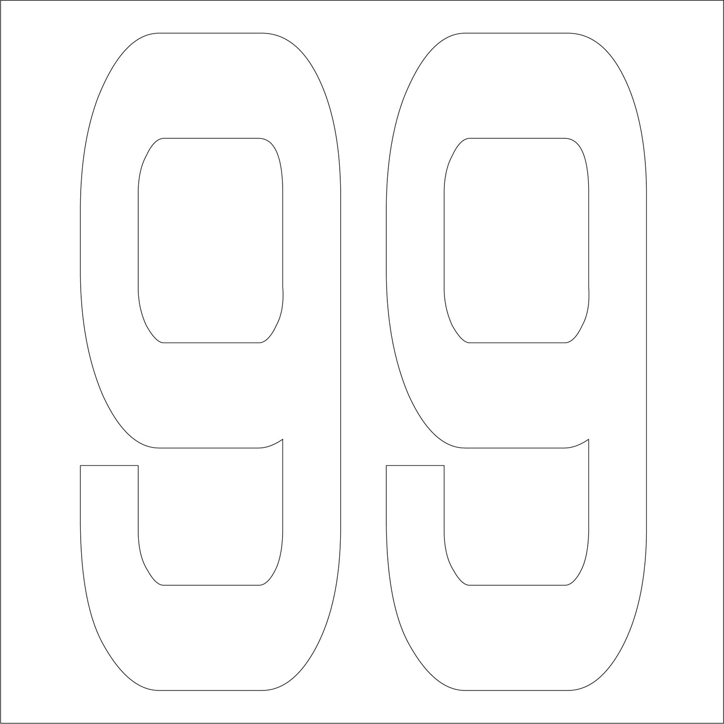 カッティングステッカー 数字99 文字高100mm 白