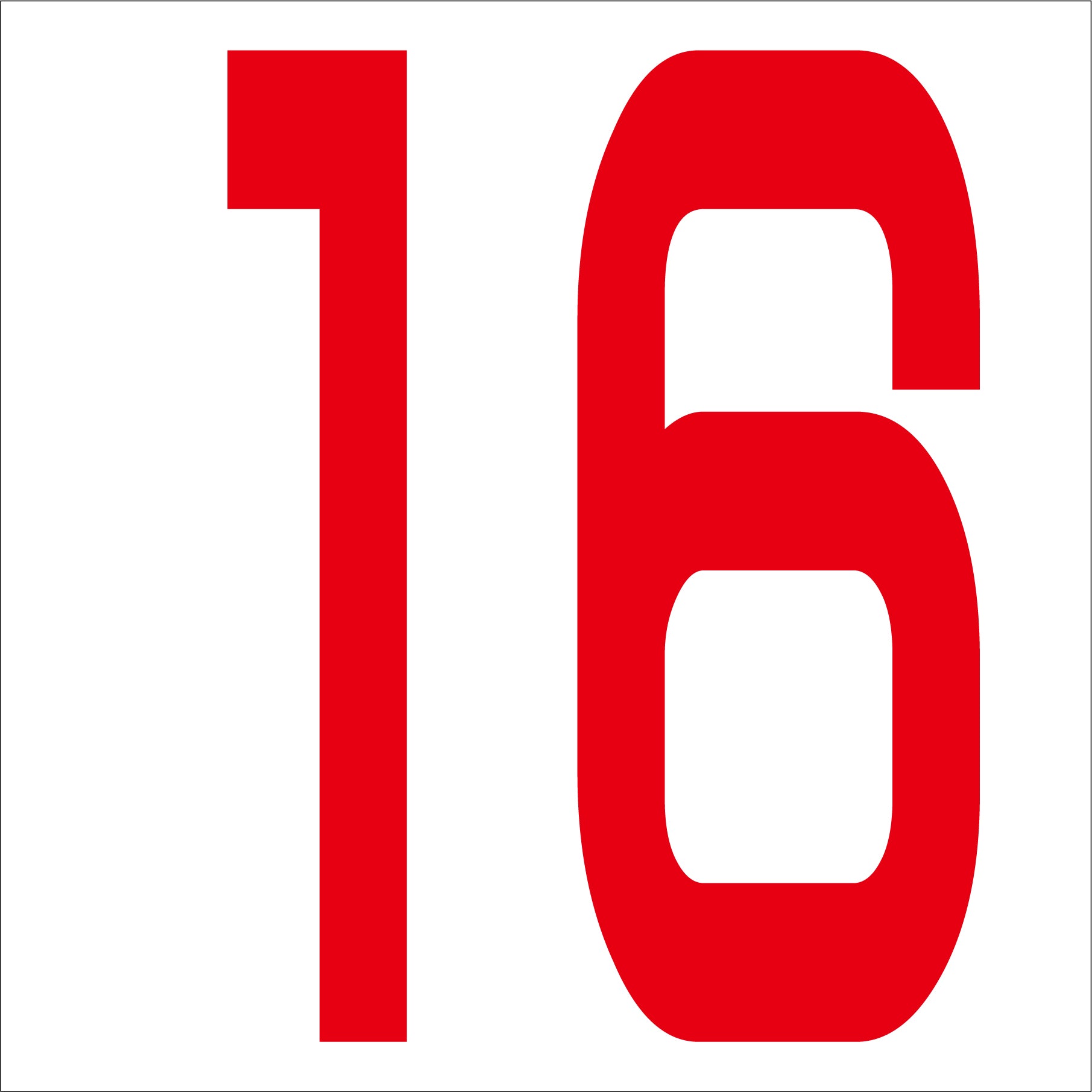 カッティングステッカー 数字16 文字高100mm 赤 – GREEN