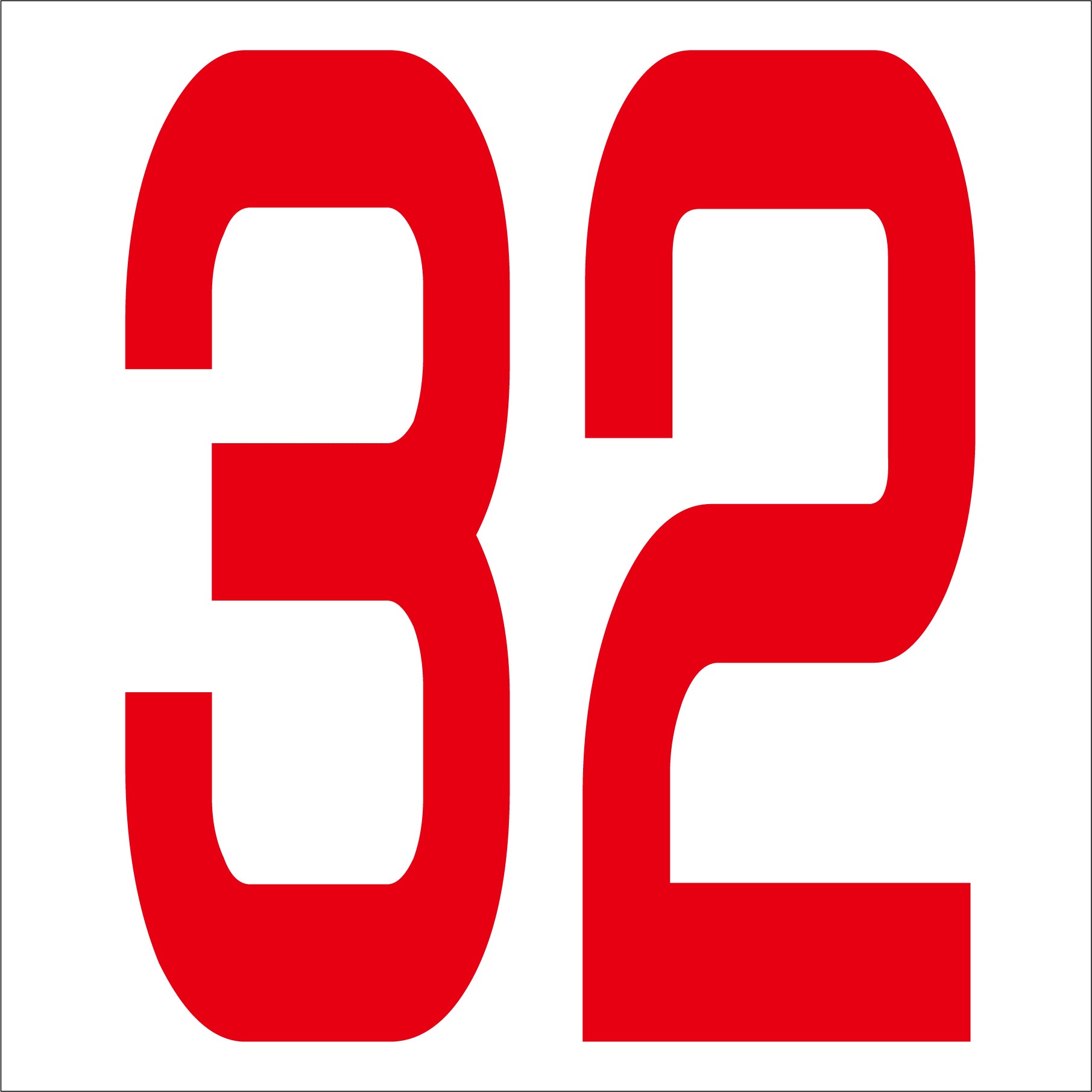 カッティングステッカー 数字32 文字高100mm 赤 – GREEN CROSS