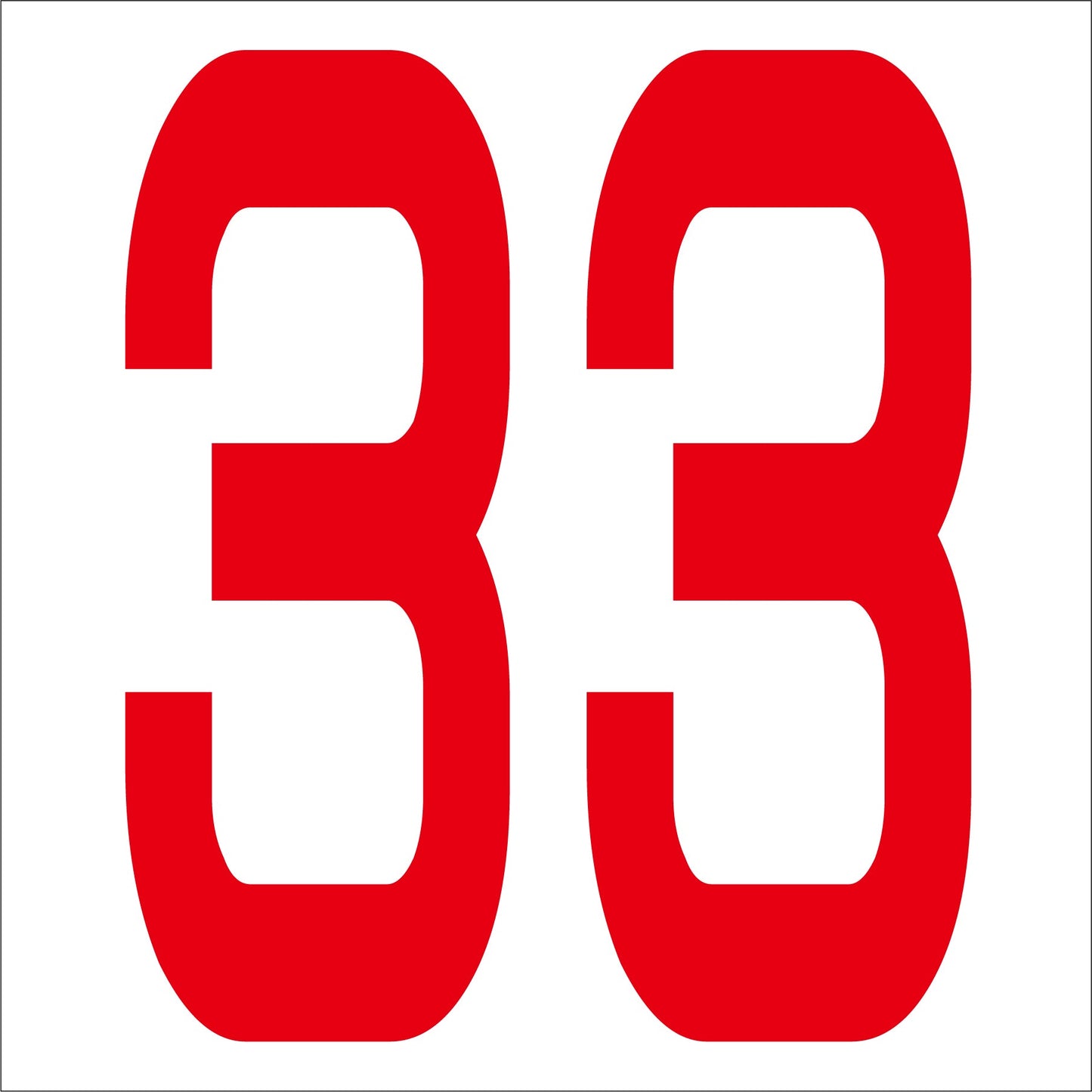 カッティングステッカー 数字33 文字高100mm 赤