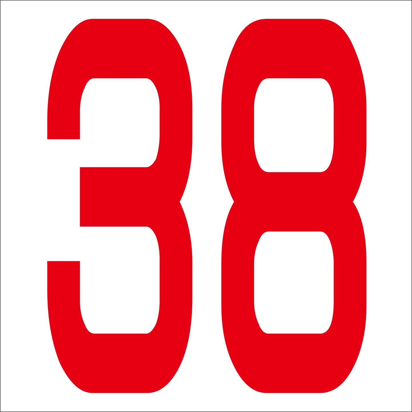 カッティングステッカー 数字38 文字高100mm 赤