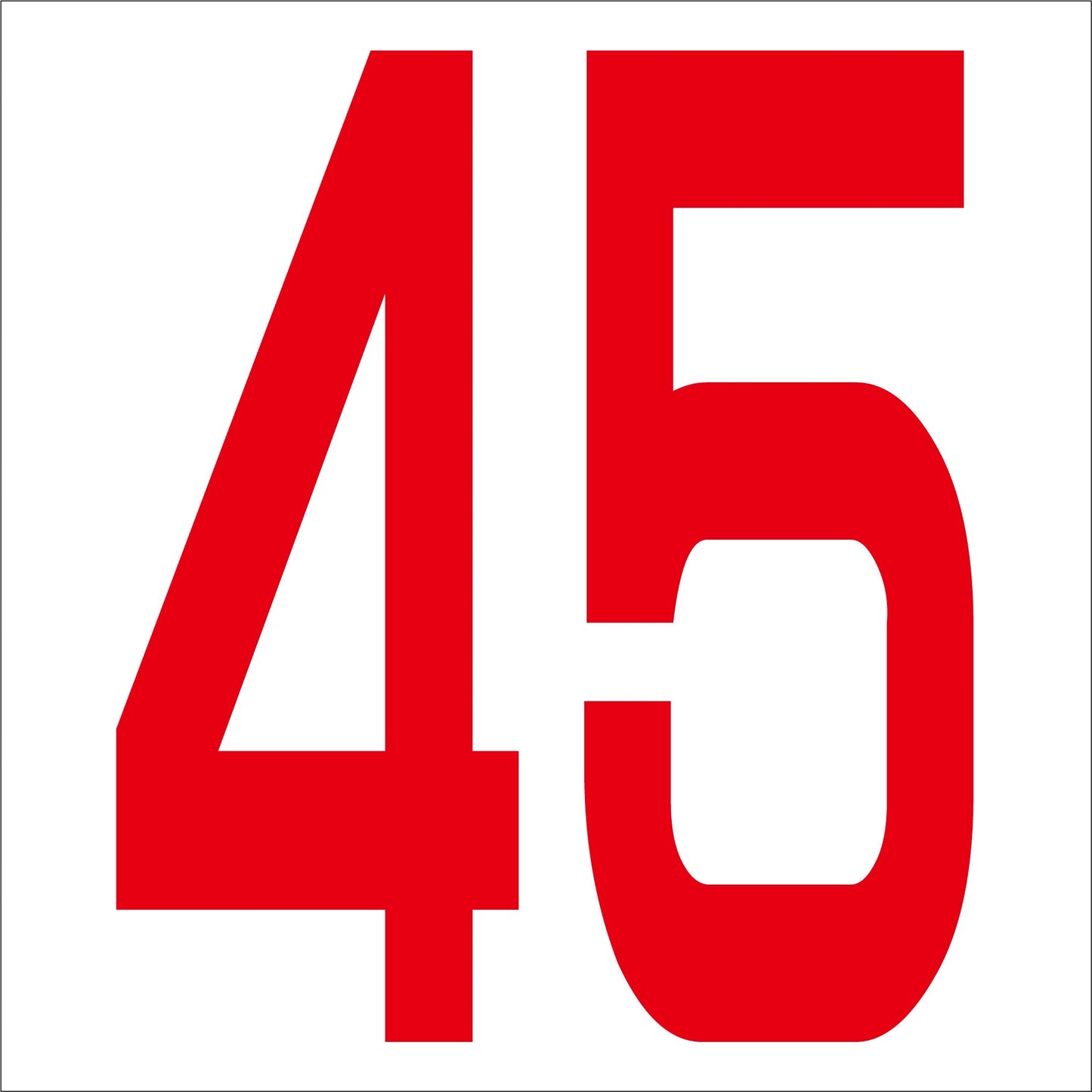 カッティングステッカー 数字45 文字高100mm 赤