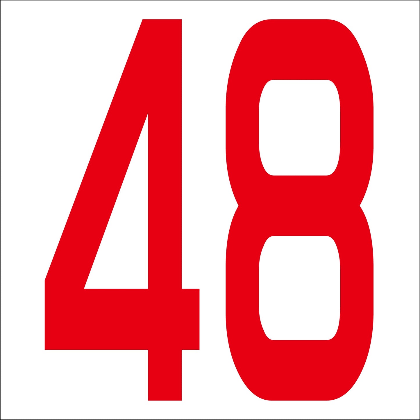 カッティングステッカー 数字48 文字高100mm 赤