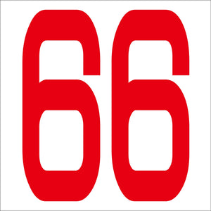 カッティングステッカー 数字66 文字高100mm 赤