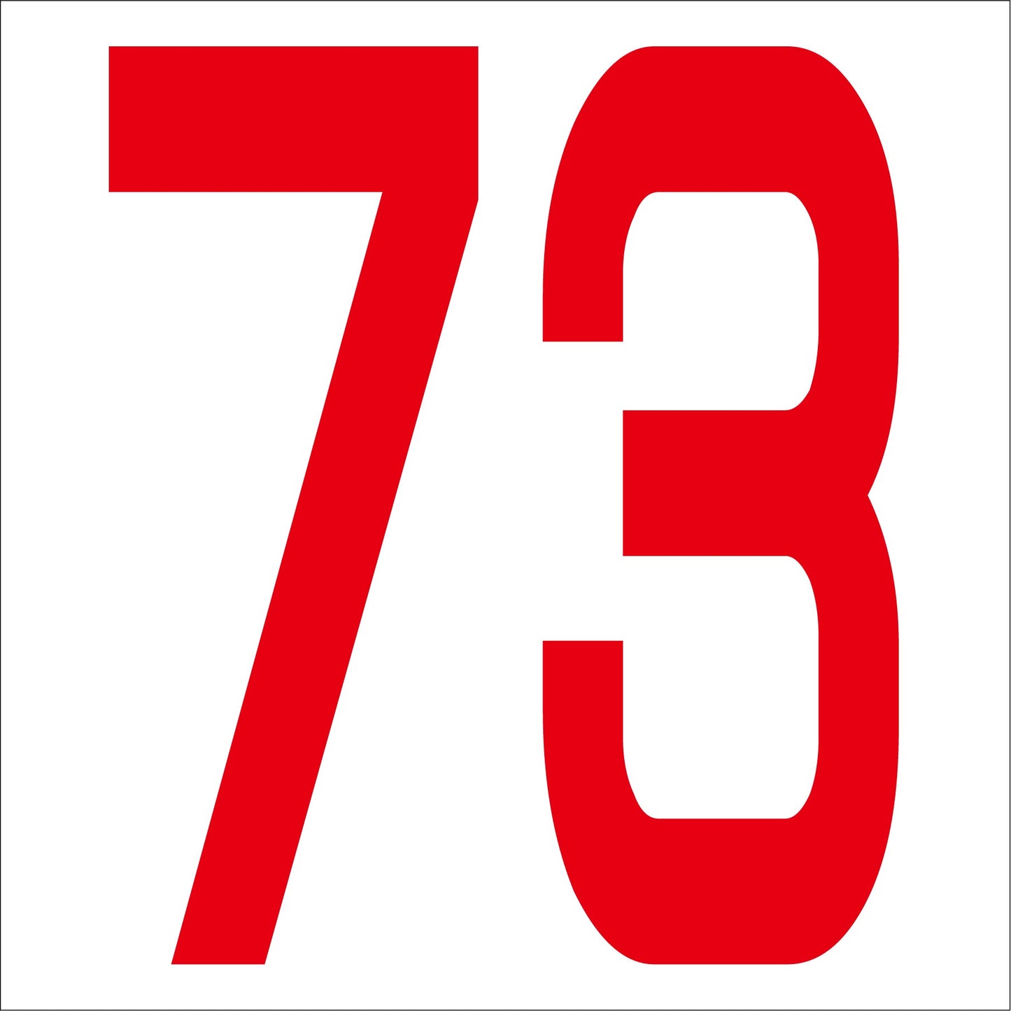 カッティングステッカー 数字73 文字高100mm 赤