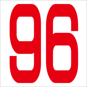カッティングステッカー 数字96 文字高100mm 赤