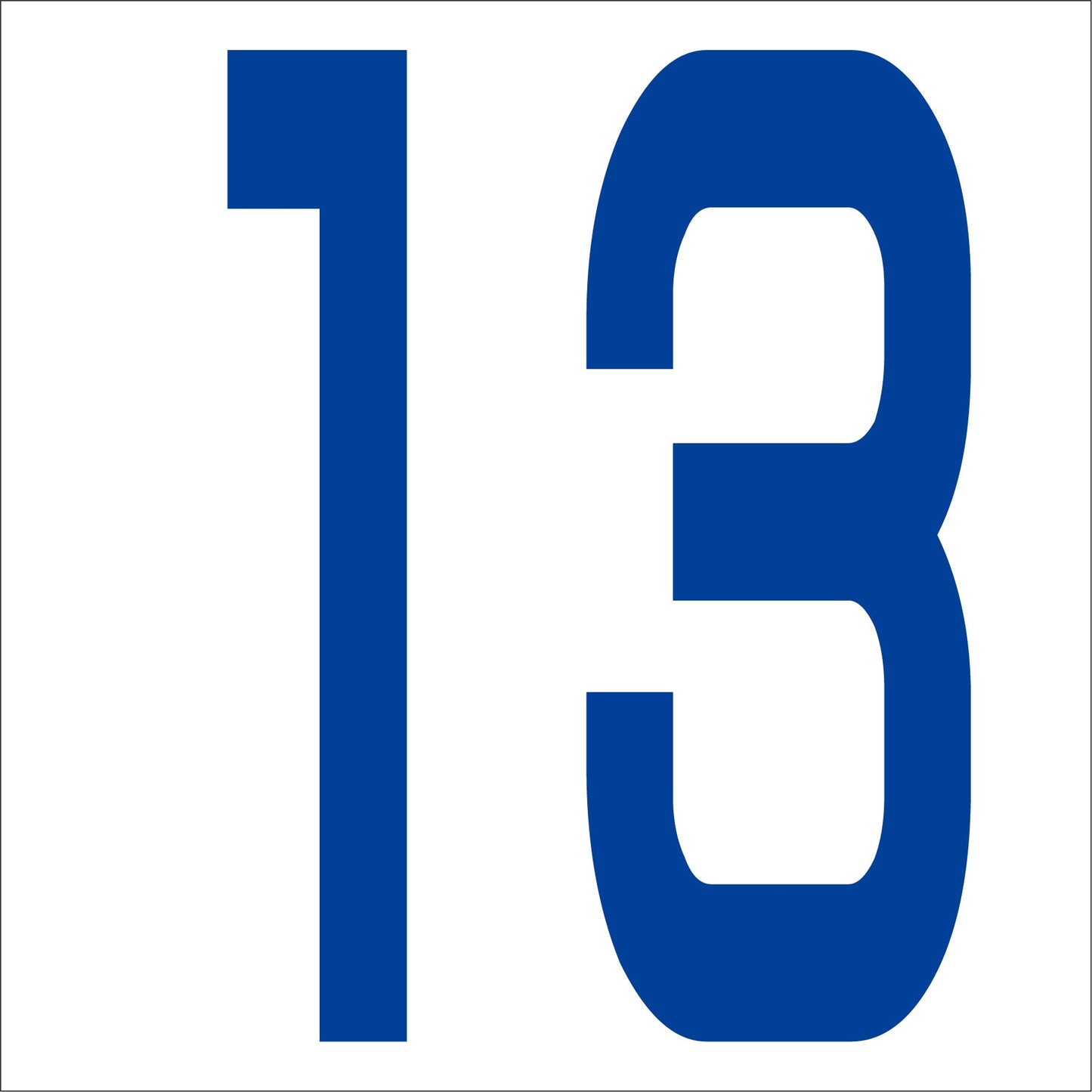 カッティングステッカー 数字13 文字高100mm 青